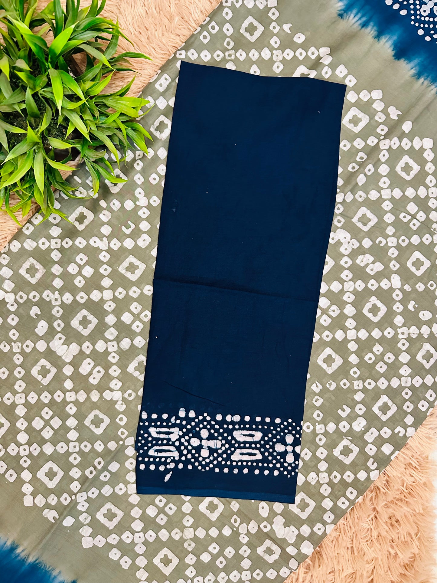 Grey Mul Cotton Hand Block Printed Saree