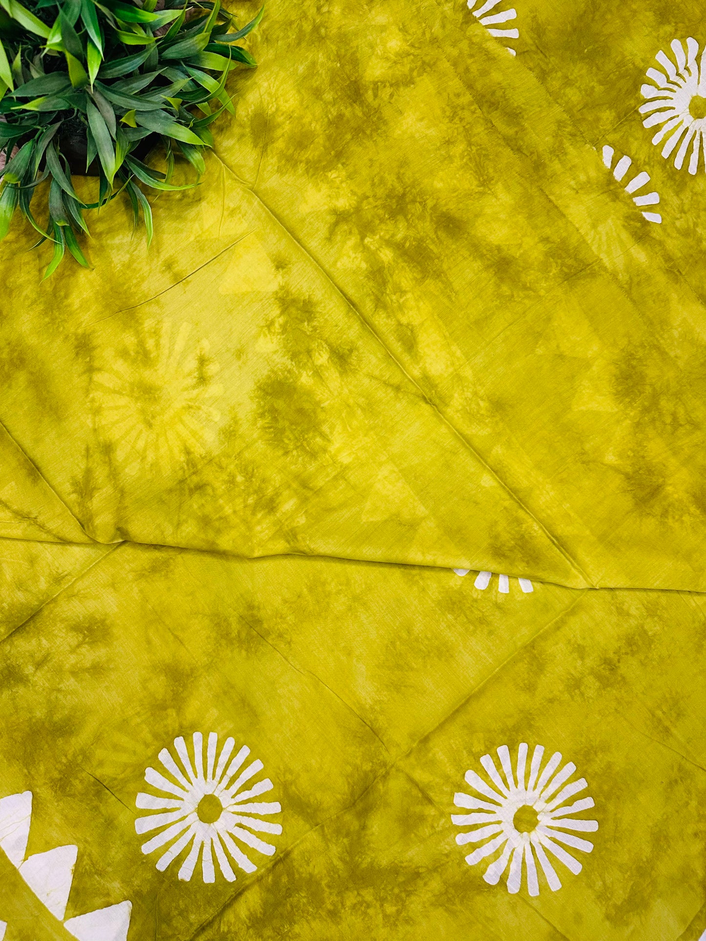 Green Mul Cotton Hand Block Printed Saree