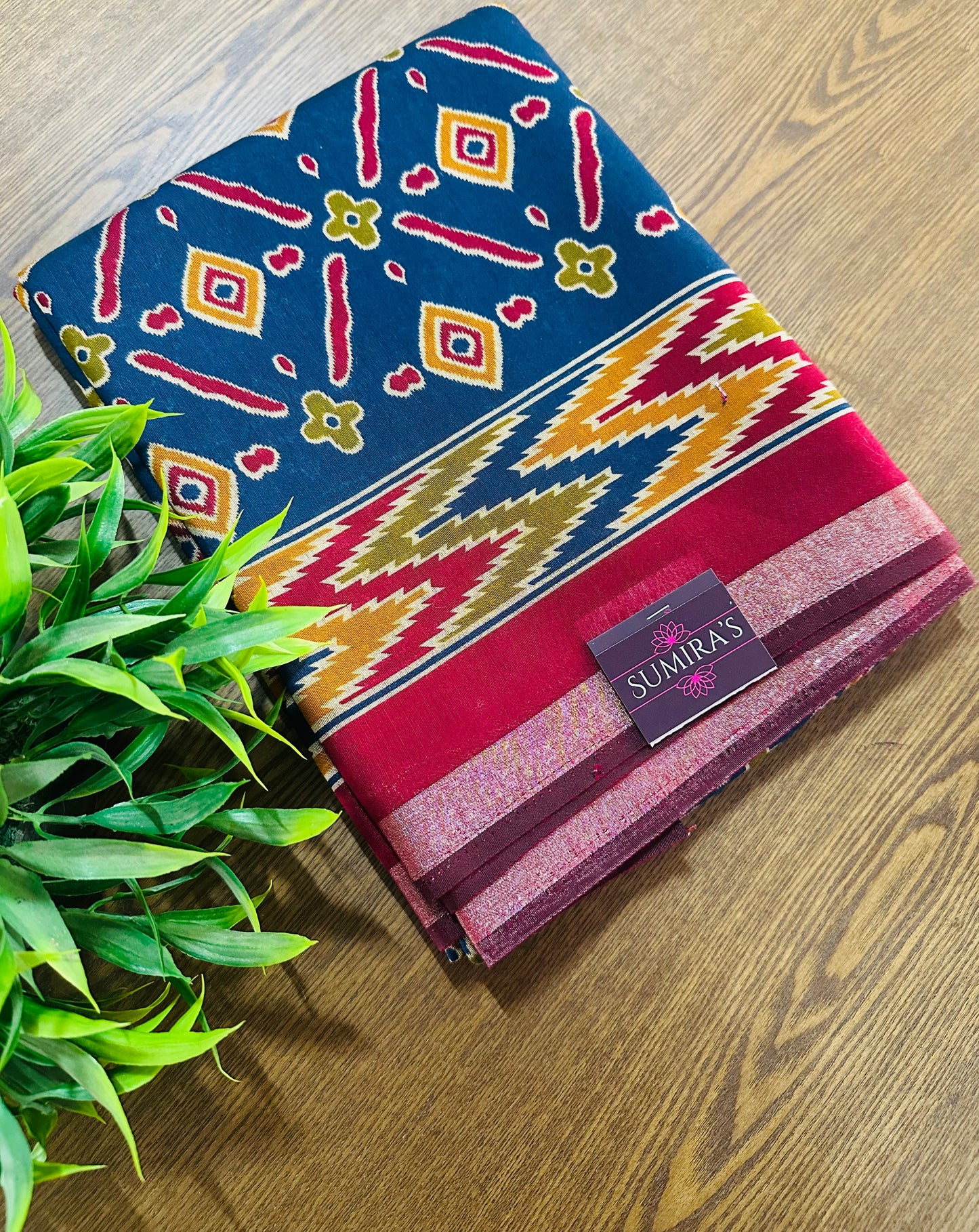 Dark Blue Maheshwari Cotton Saree