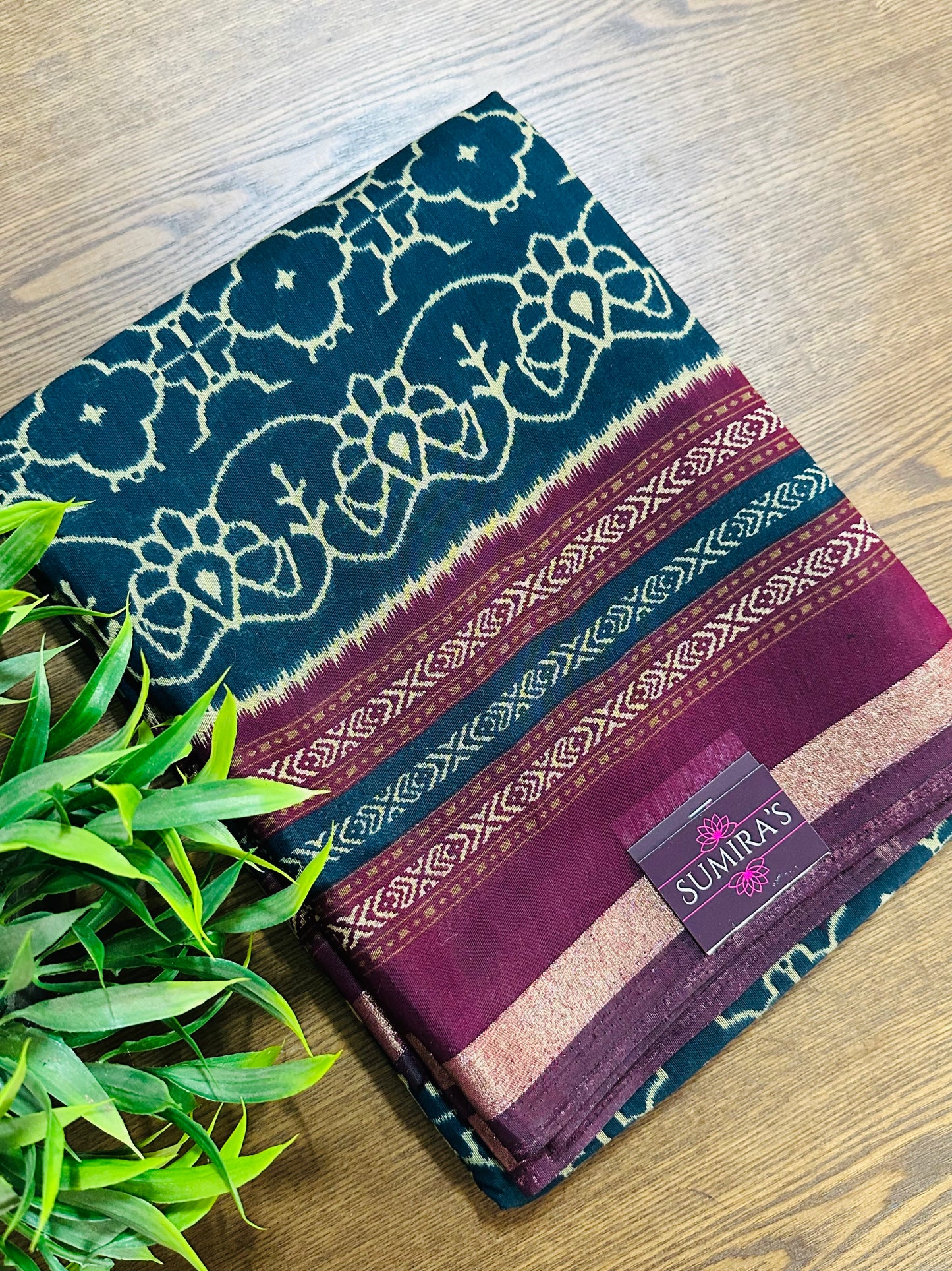 Navy Blue Maheshwari Cotton Saree