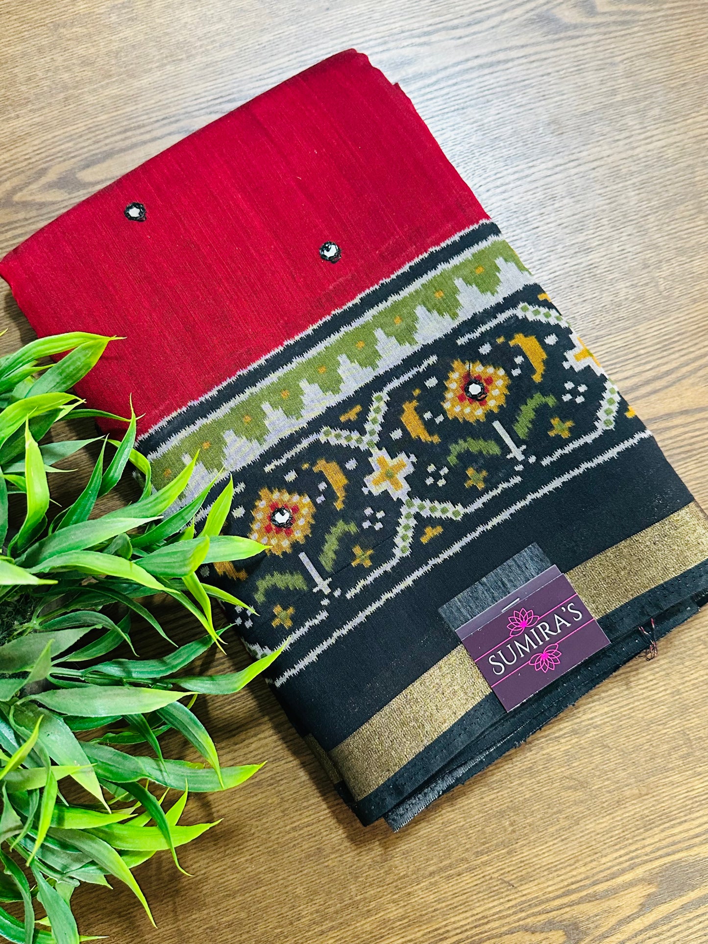 Maroon Maheshwari Cotton Saree