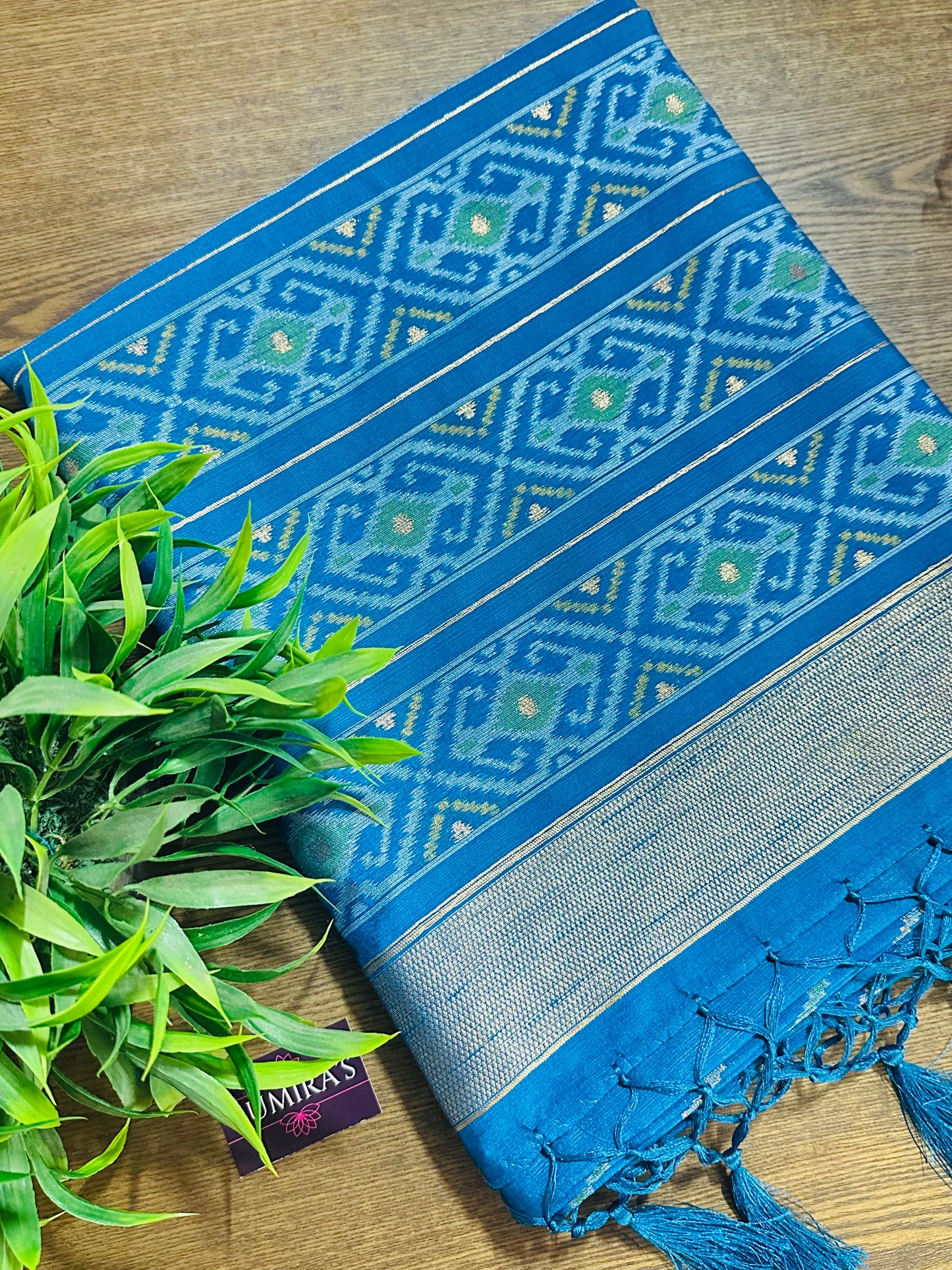 Blue Patola Tussar Silk Saree