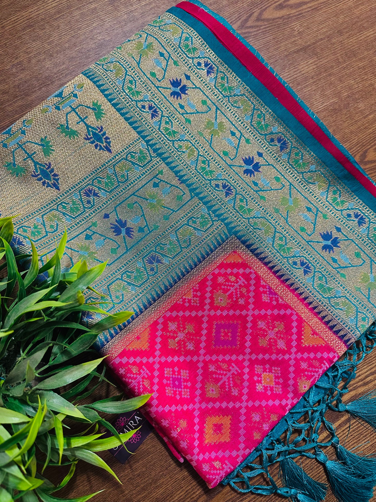Rani Pink Patola Tussar Silk Saree