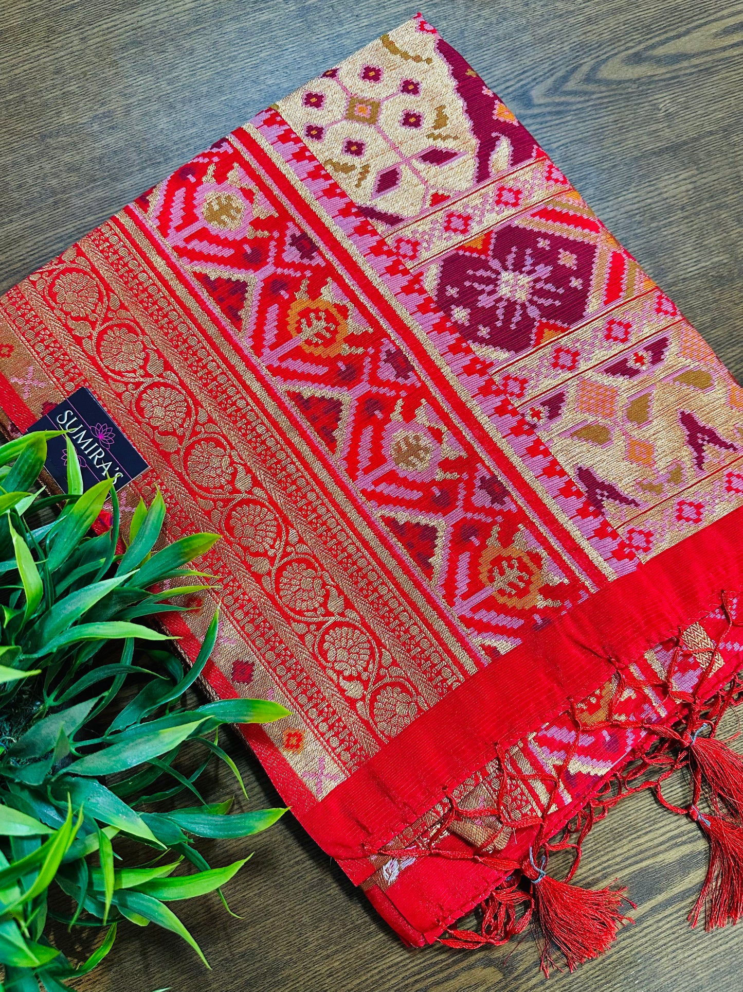 Red Patola Tussar Silk Saree