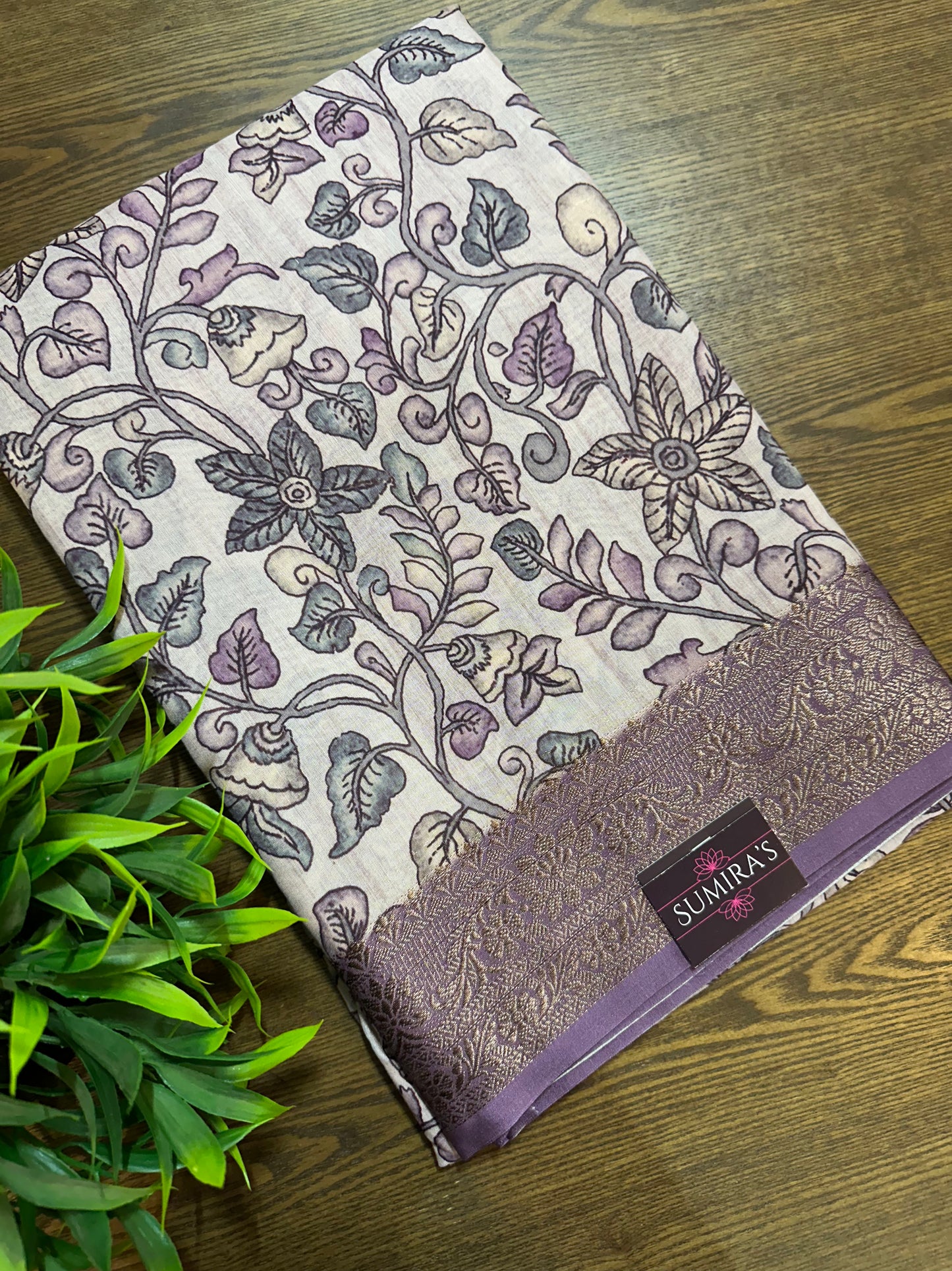 Mauve Kalamkari Soft Cotton Silk Saree