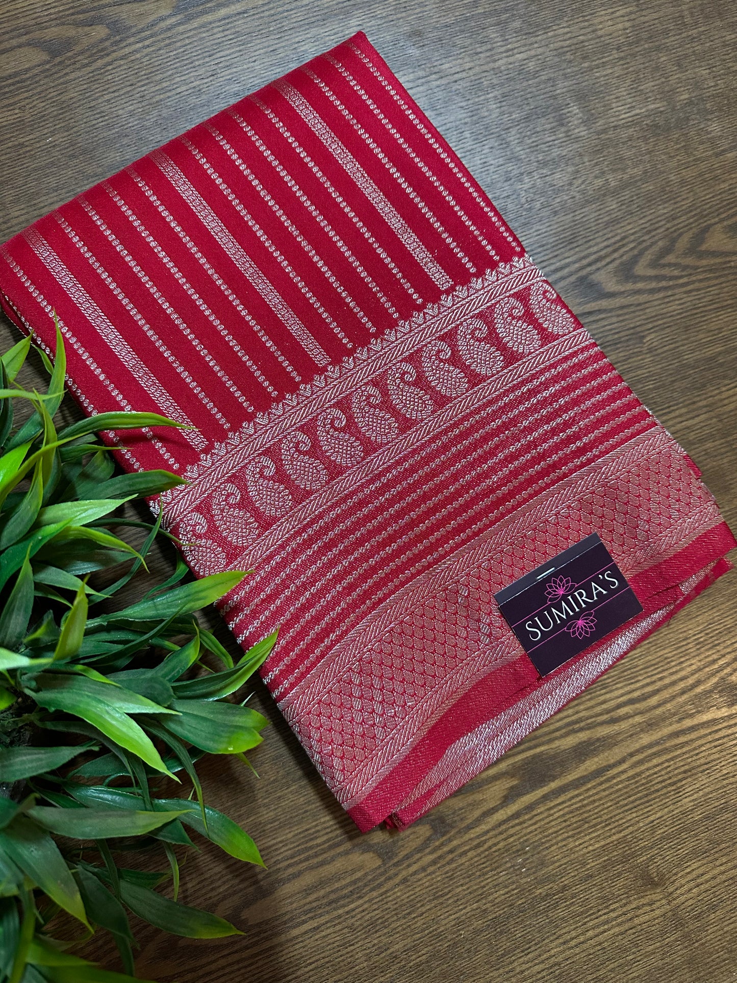Red Silk Saree with Mysore Mango Border
