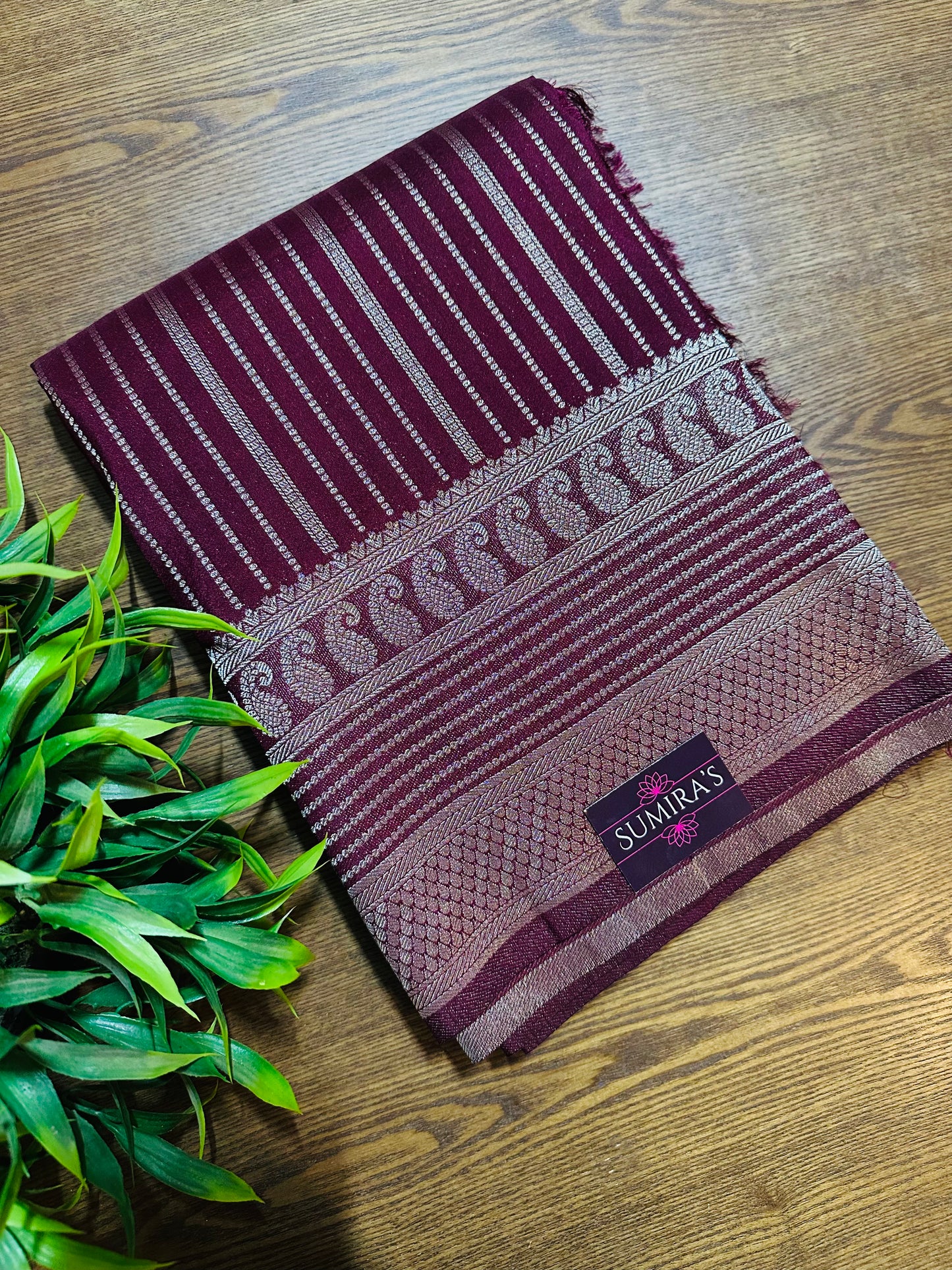 Deep Maroon Silk Saree with Mysore Mango Border