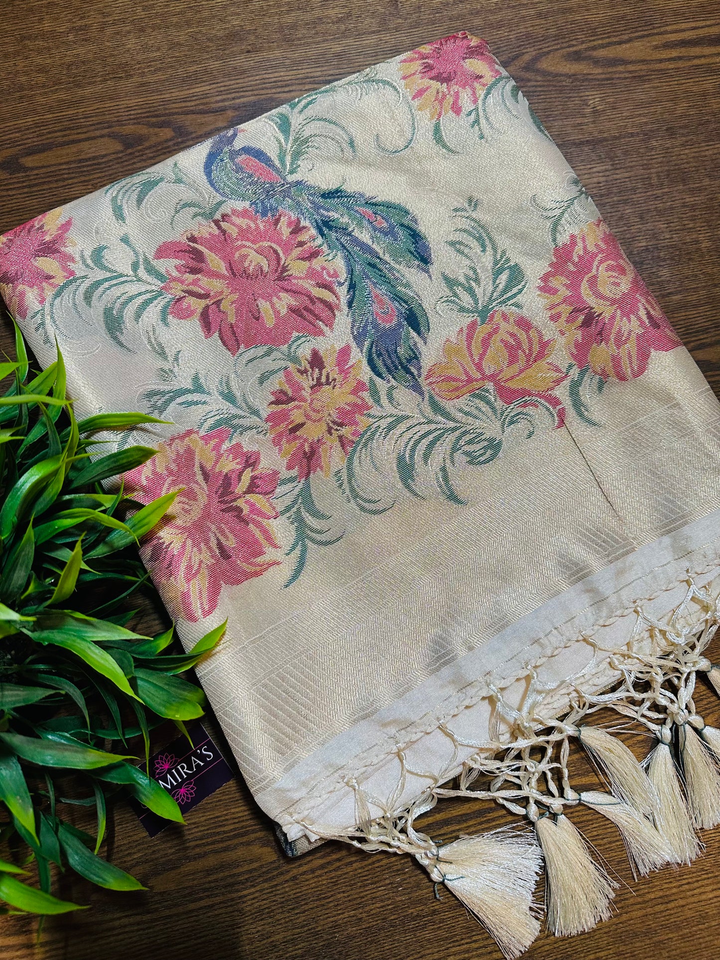 Cream Tissue Silk Saree