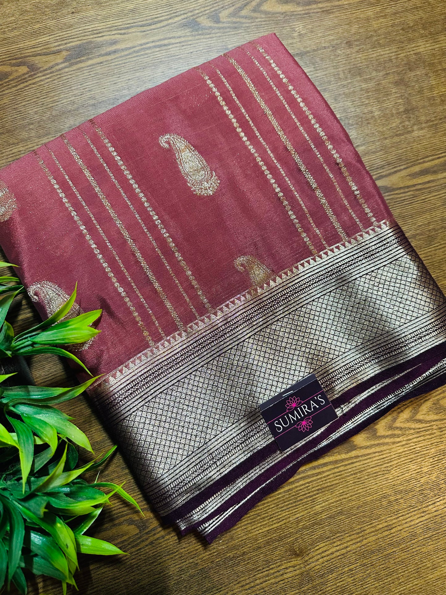 Dusty Pink Premium Mysore Crepe Silk Saree