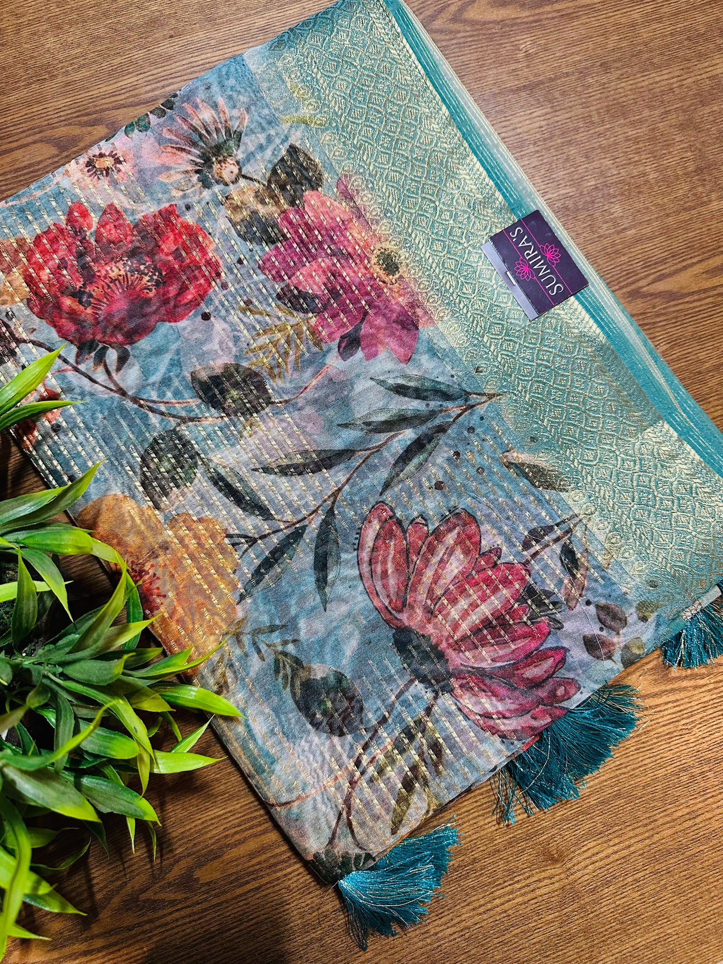 Blue Tissue Silk Saree