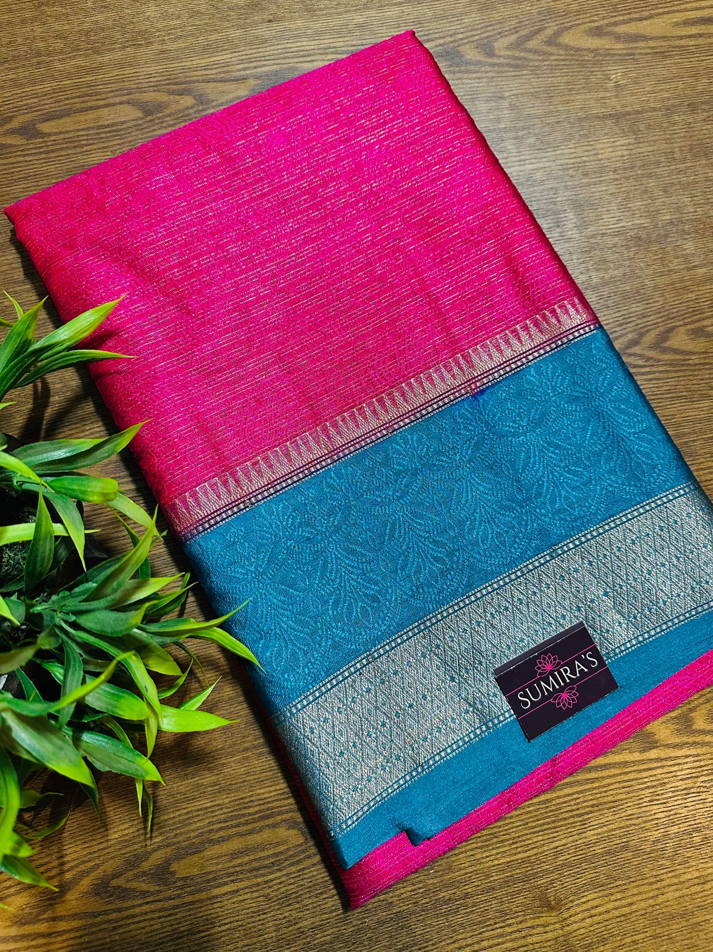 Rani Pink Mulberry Worm Silk Saree