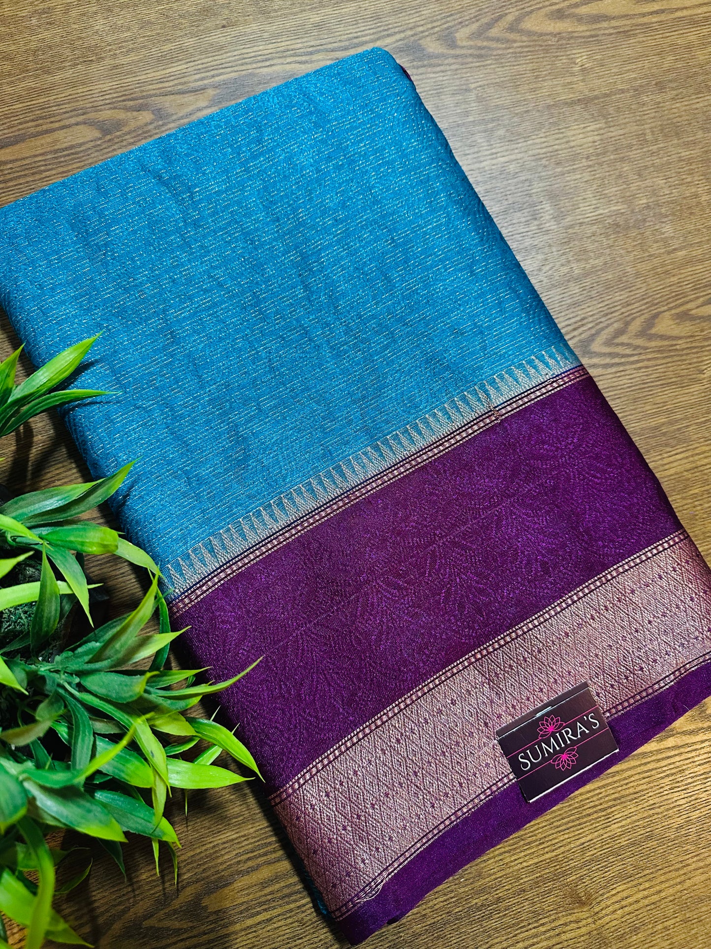 Blue Mulberry Worm Silk Saree