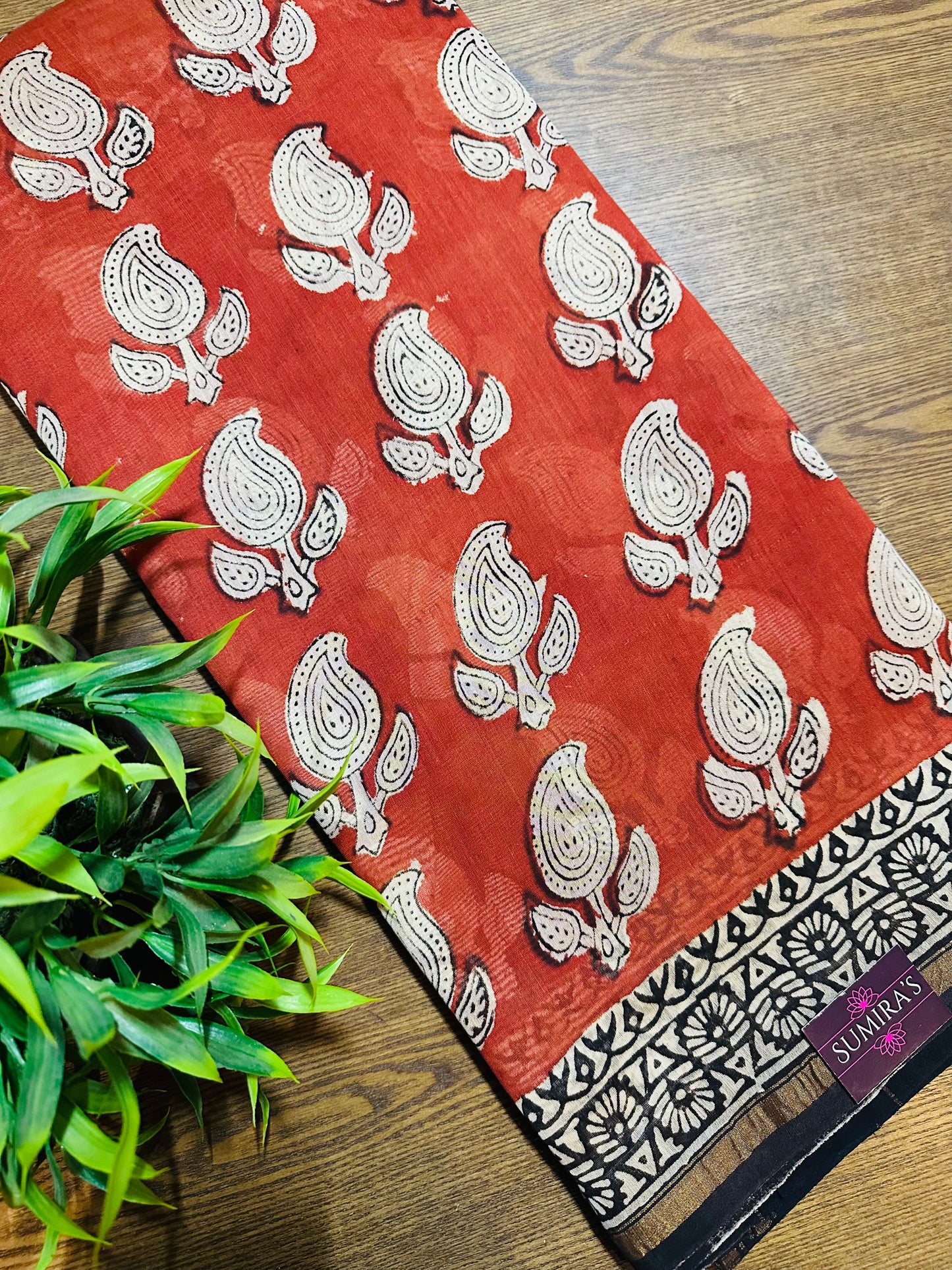 Red Printed Pure Chanderi Silk Saree