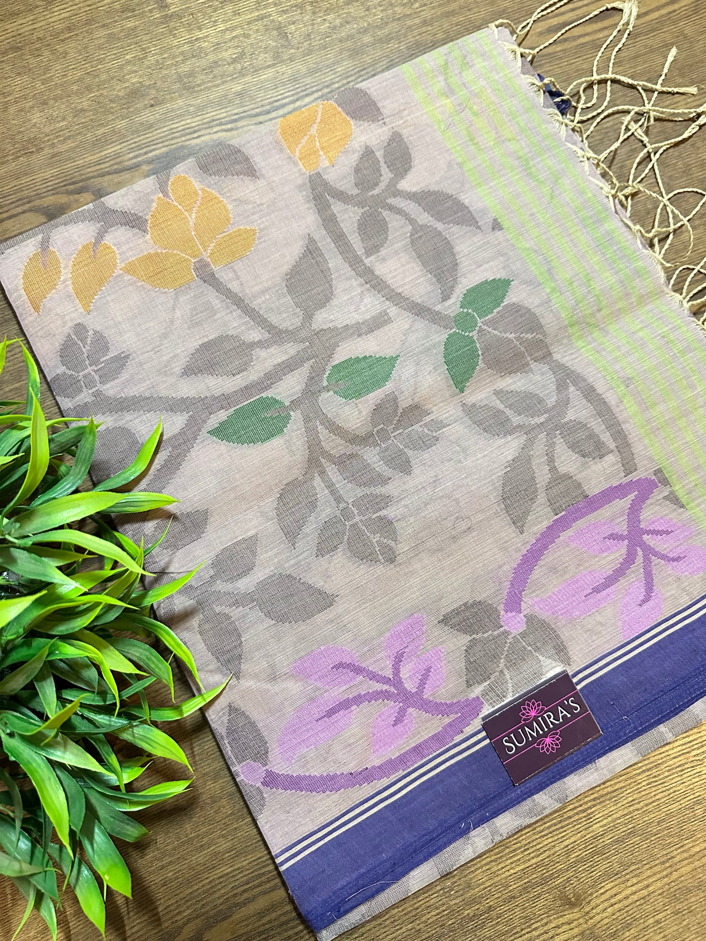 Purple Pure Handloom Cotton Jamdani Saree