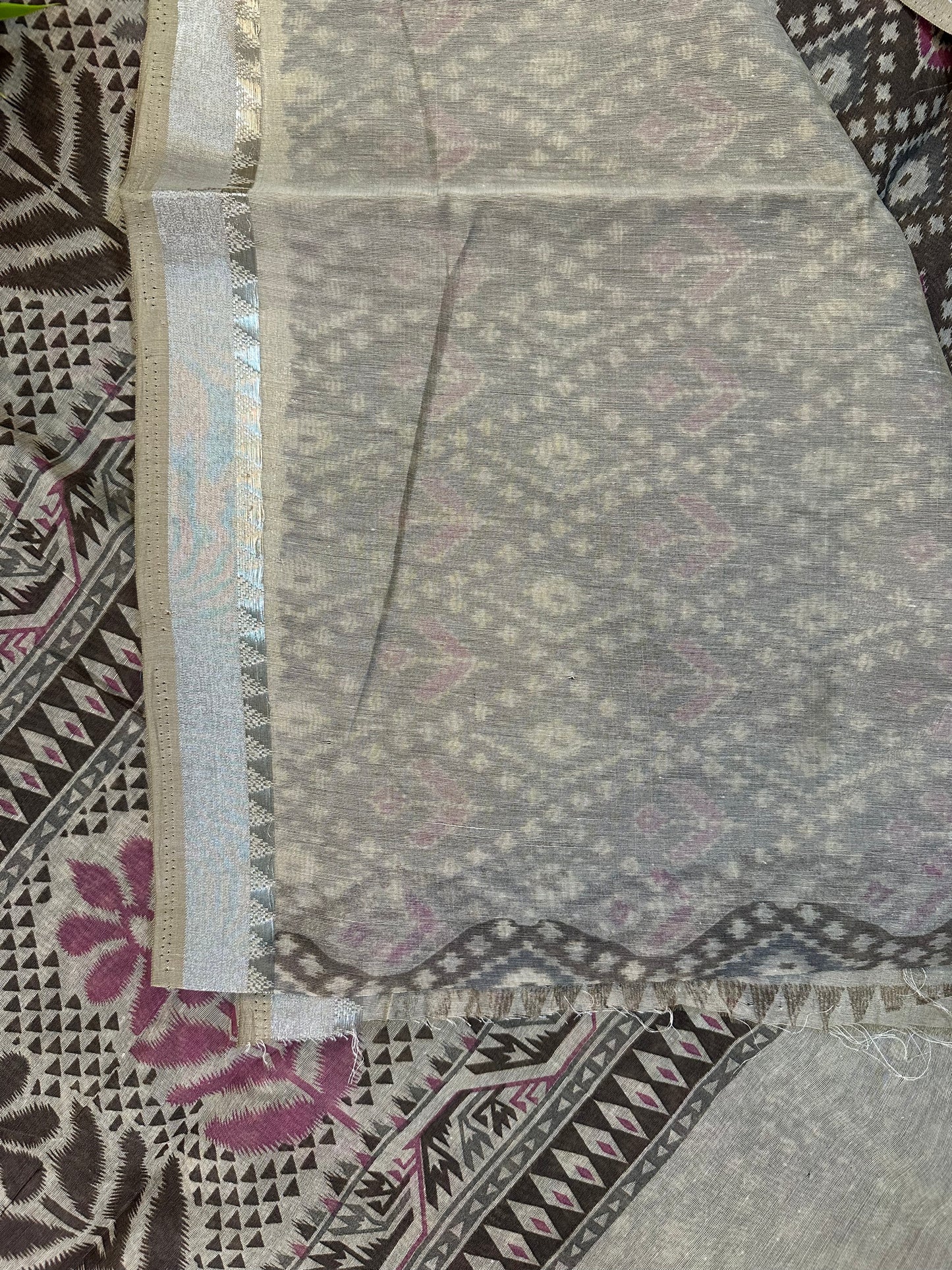 Brown Chanderi Cotton Ikkat Printed Saree