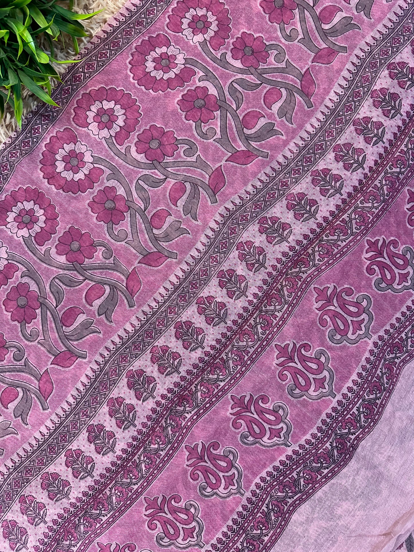 Pink Chanderi Cotton Jaal Printed Saree
