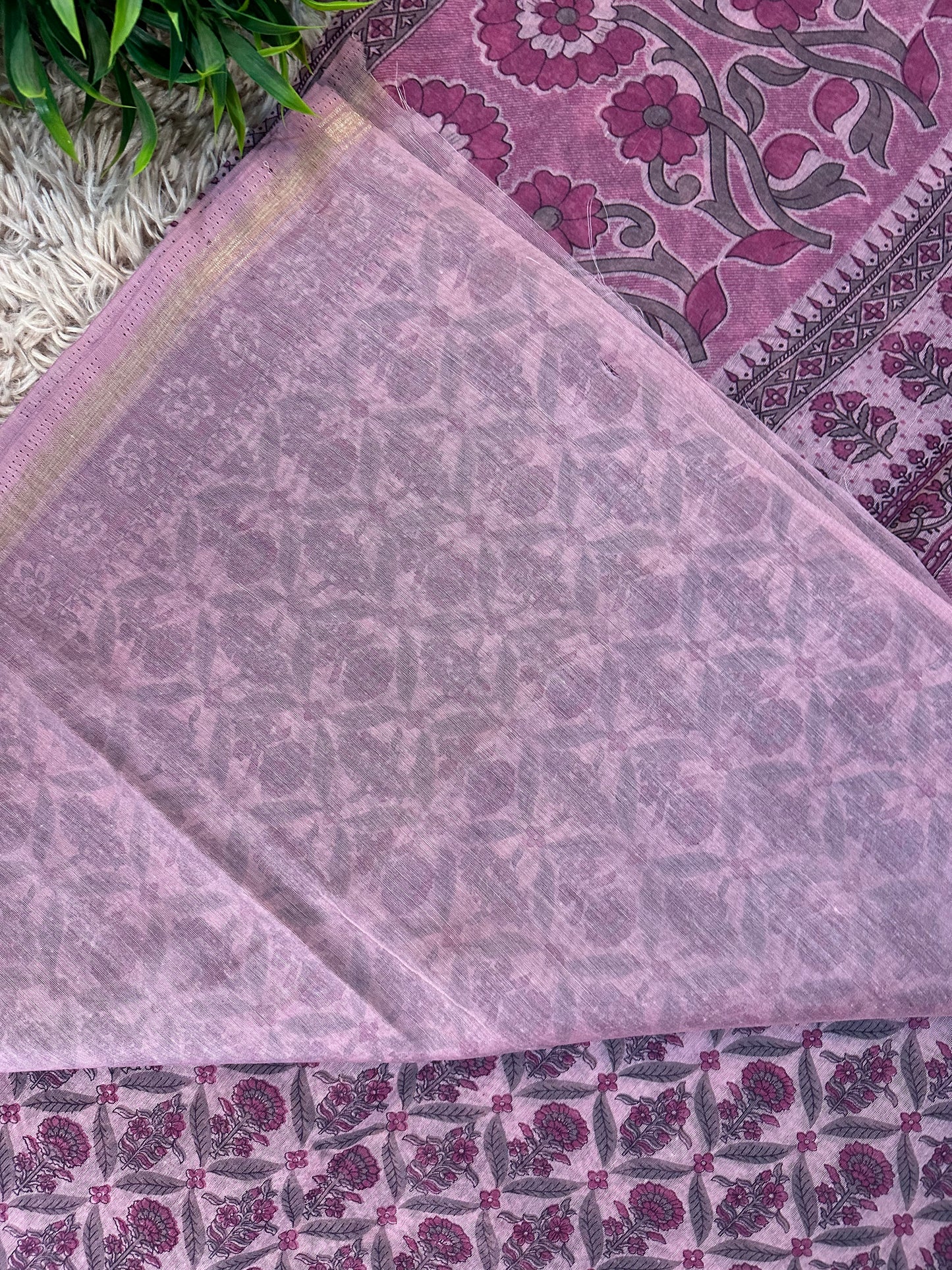 Pink Chanderi Cotton Jaal Printed Saree