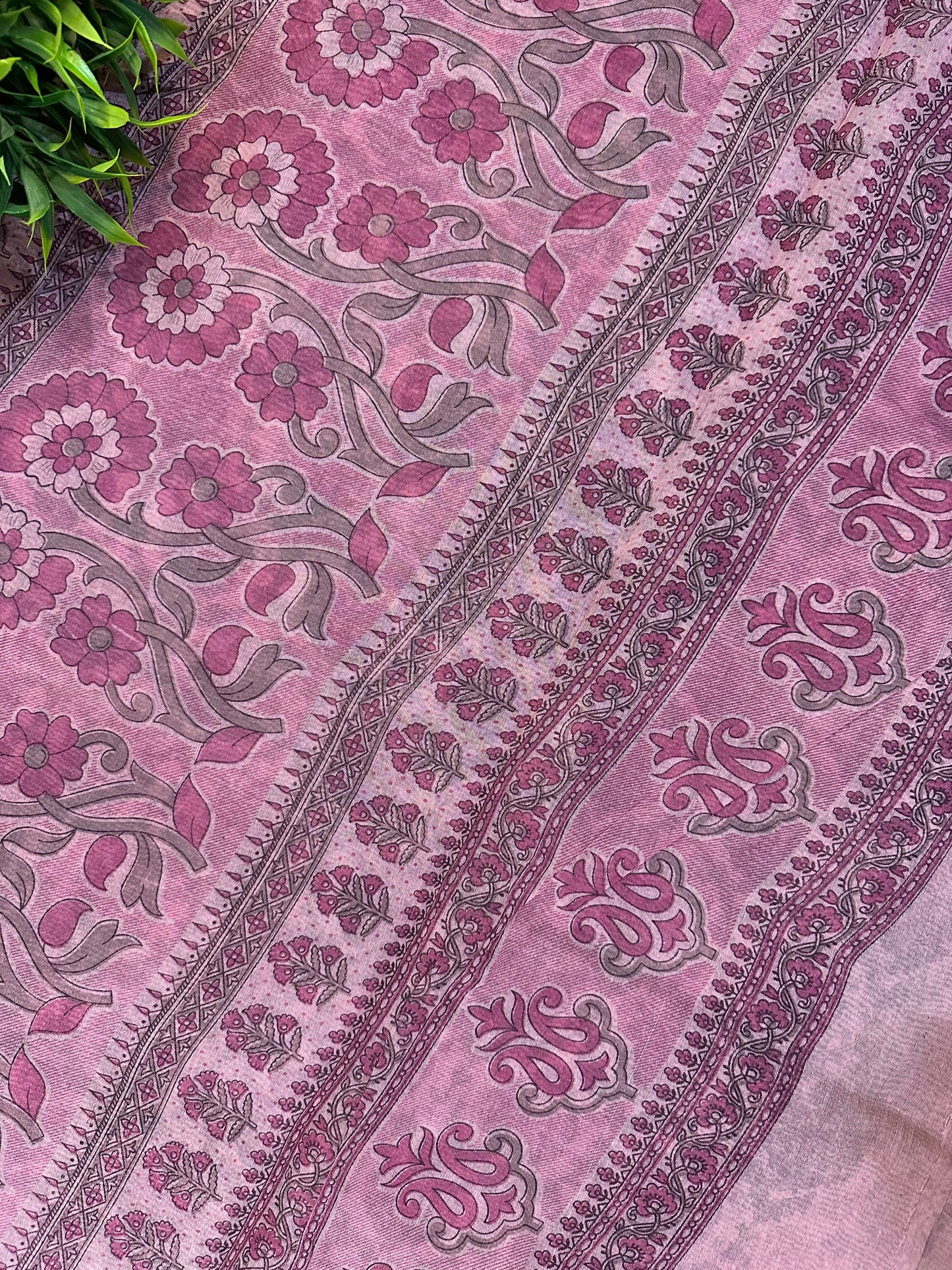 Pink Chanderi Cotton Floral Printed Saree