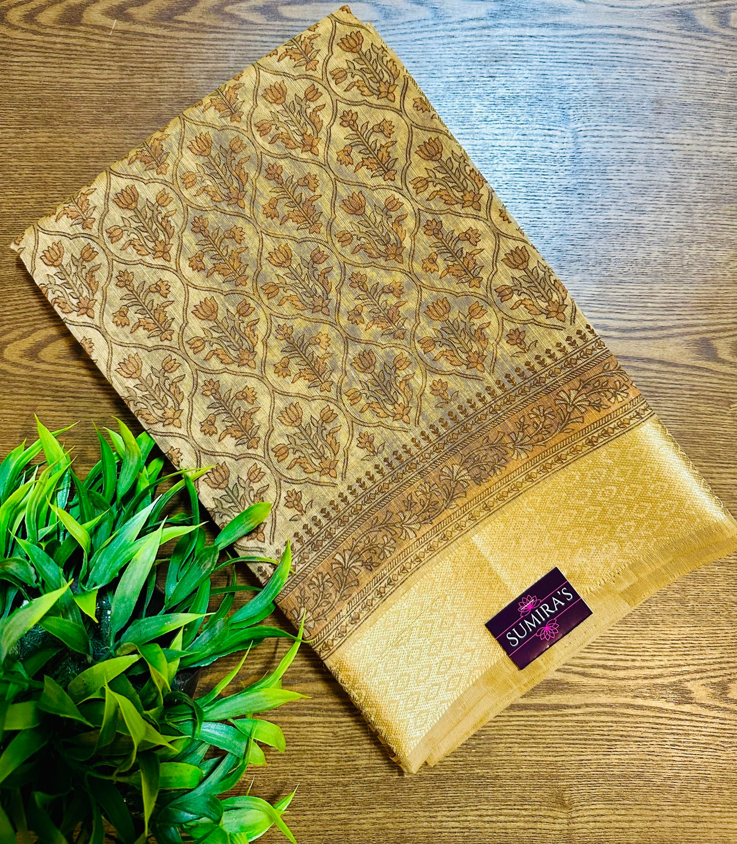 Peach Chanderi Cotton Floral Printed Saree