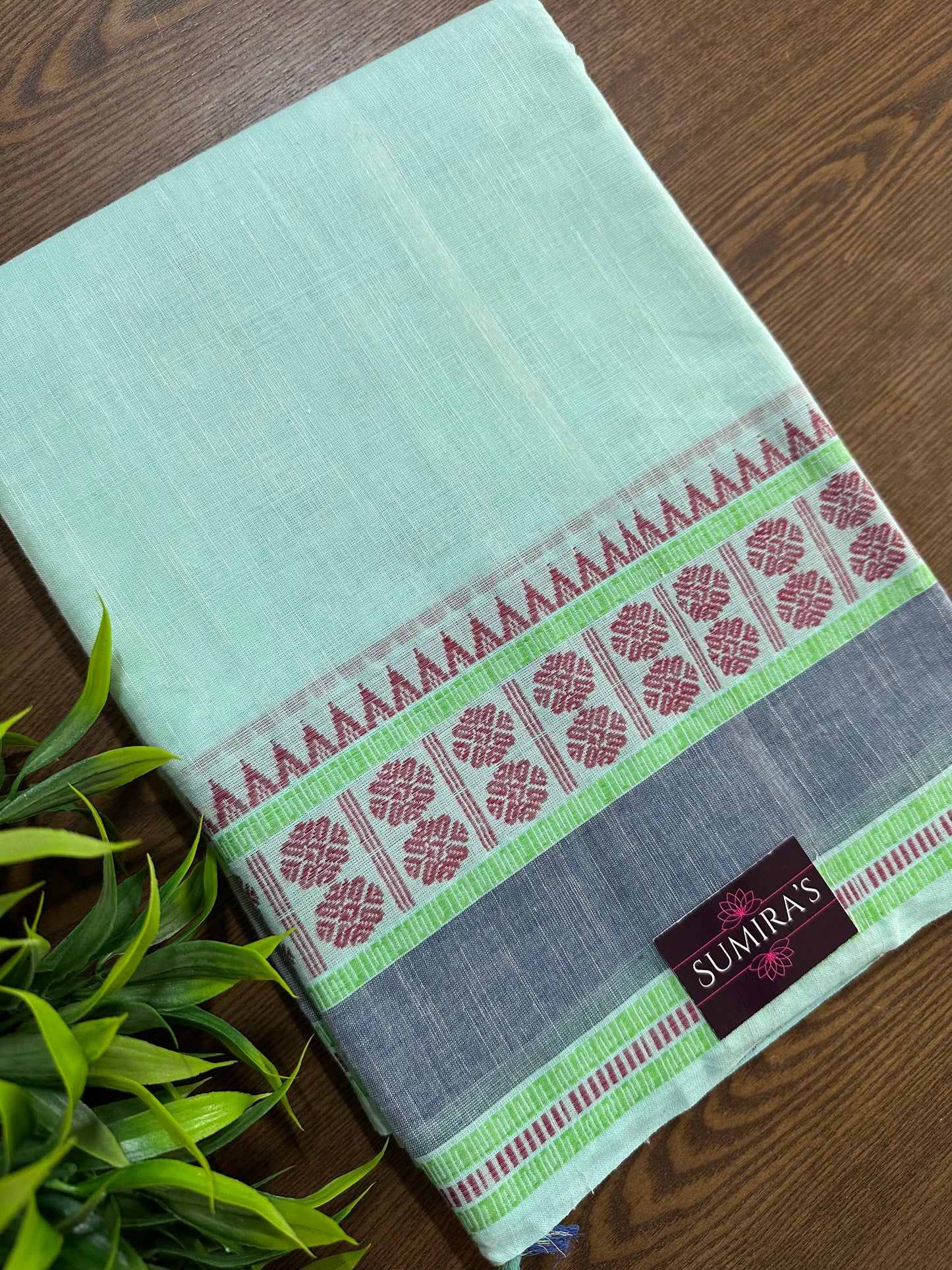 Light Blue Pure Mangalagiri Organic Cotton Saree