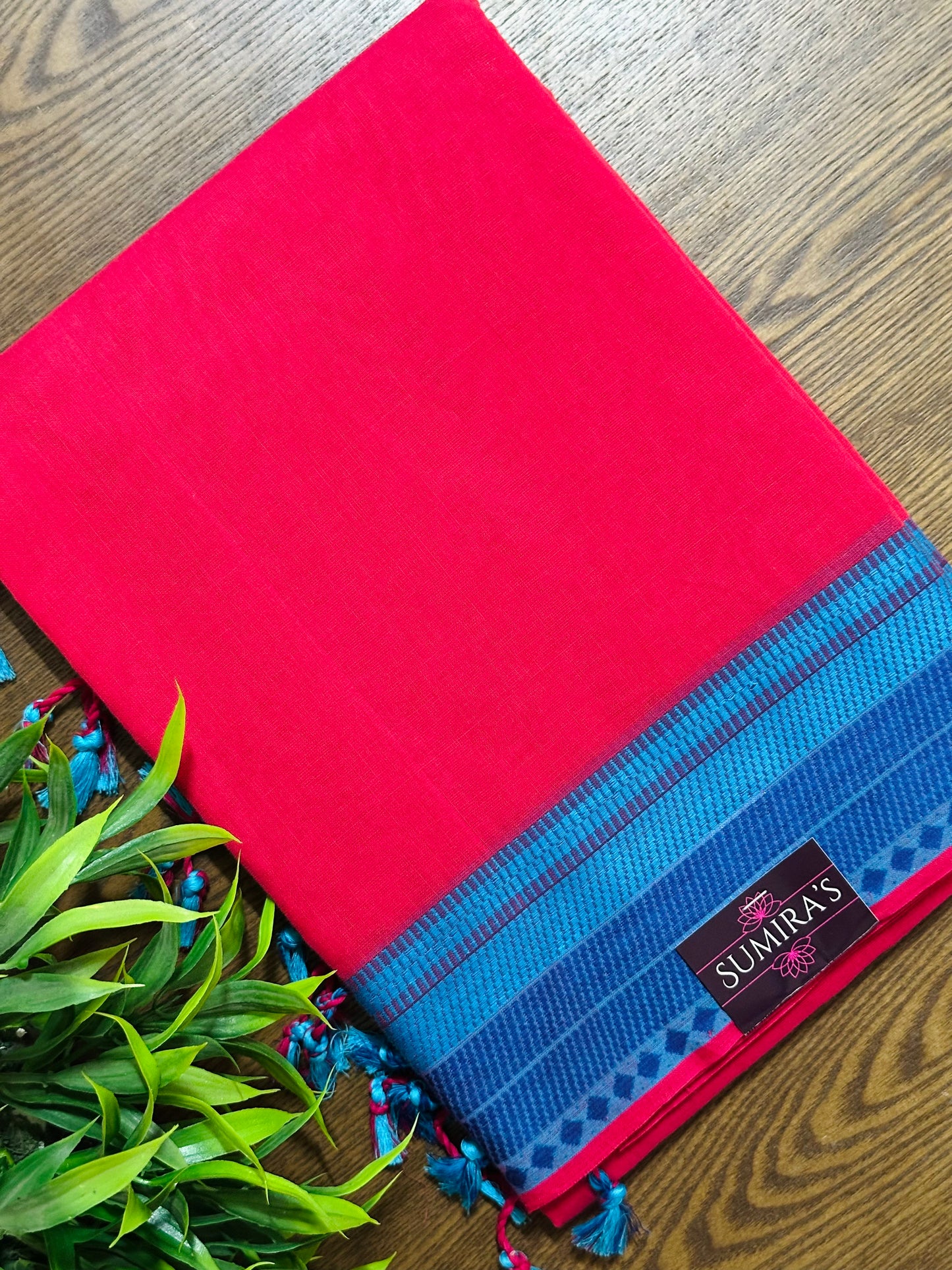 Bright Pink Pure Mangalagiri Organic Cotton Saree