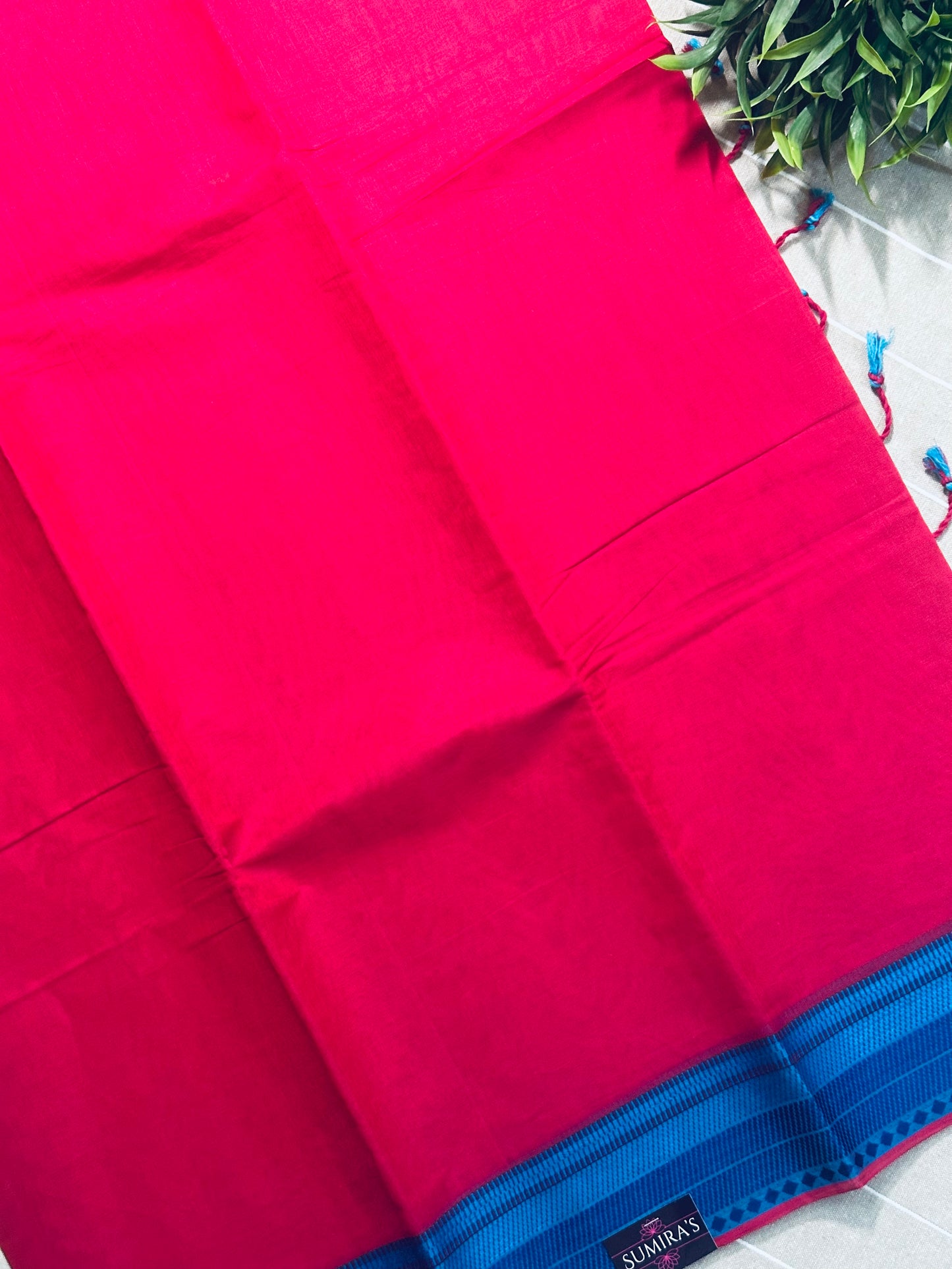 Bright Pink Pure Mangalagiri Organic Cotton Saree