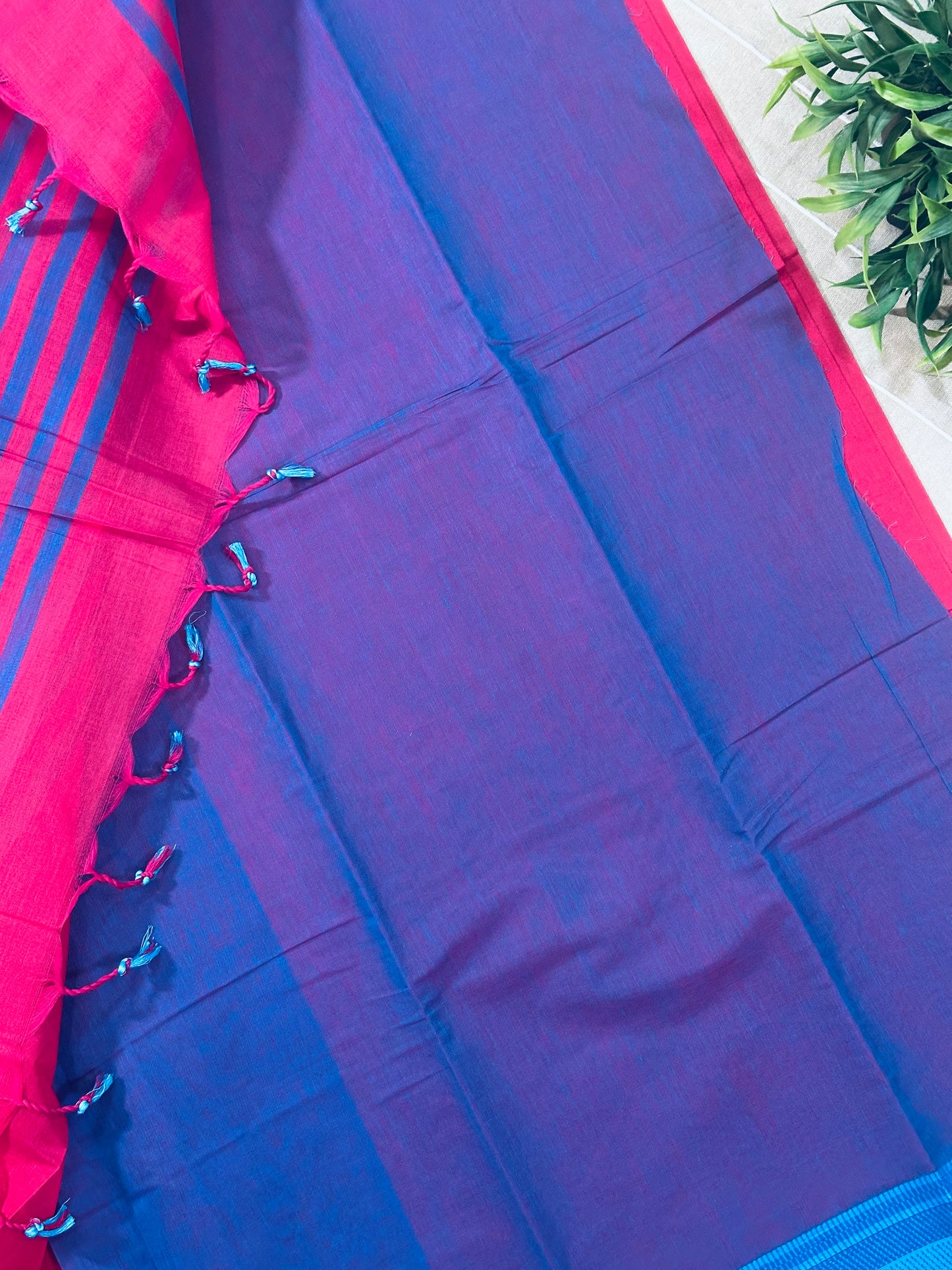 Bright Pink Pure Mangalagiri Organic Cotton Saree