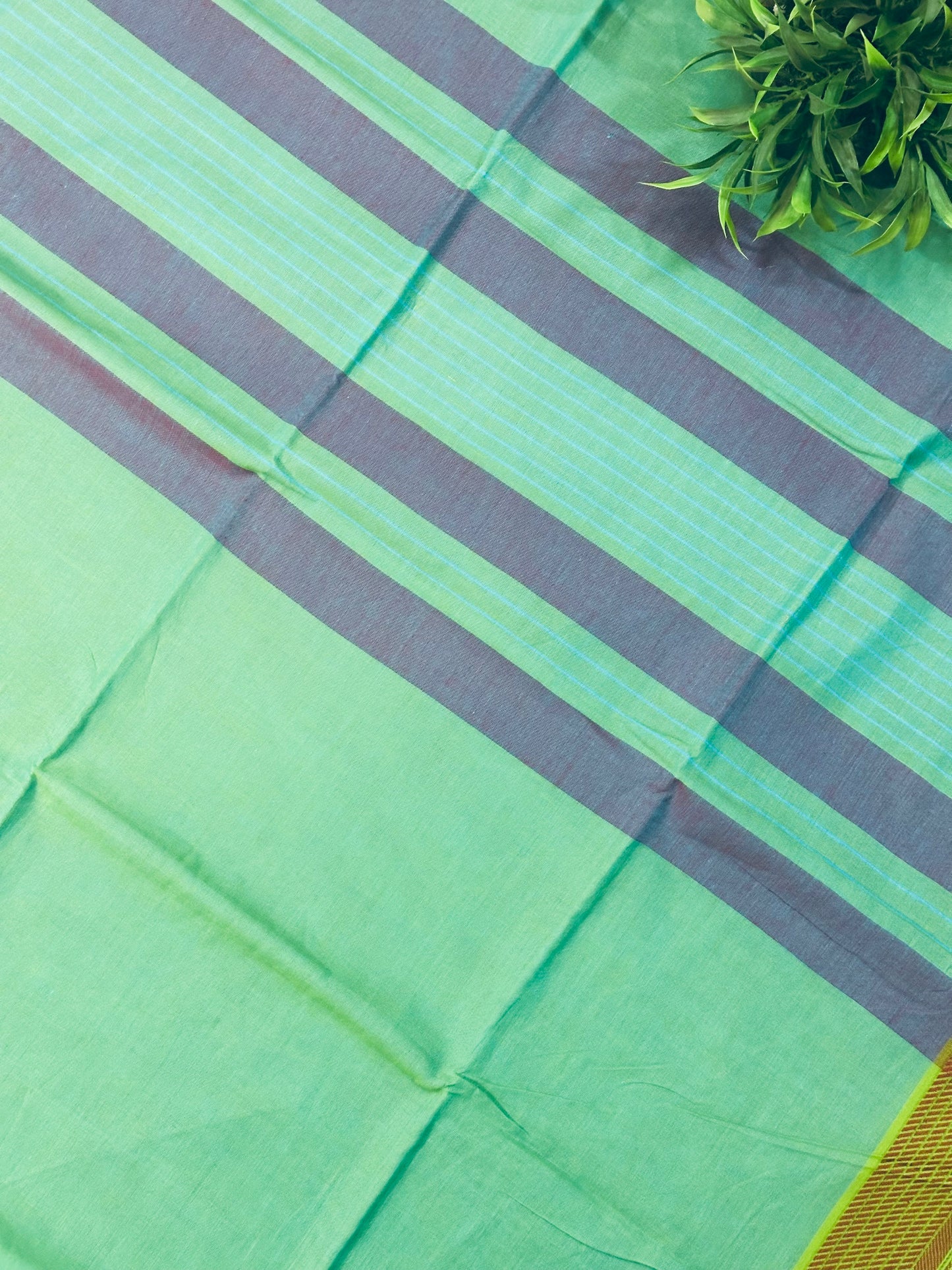 Ocean Green Pure Mangalagiri Organic Cotton Saree