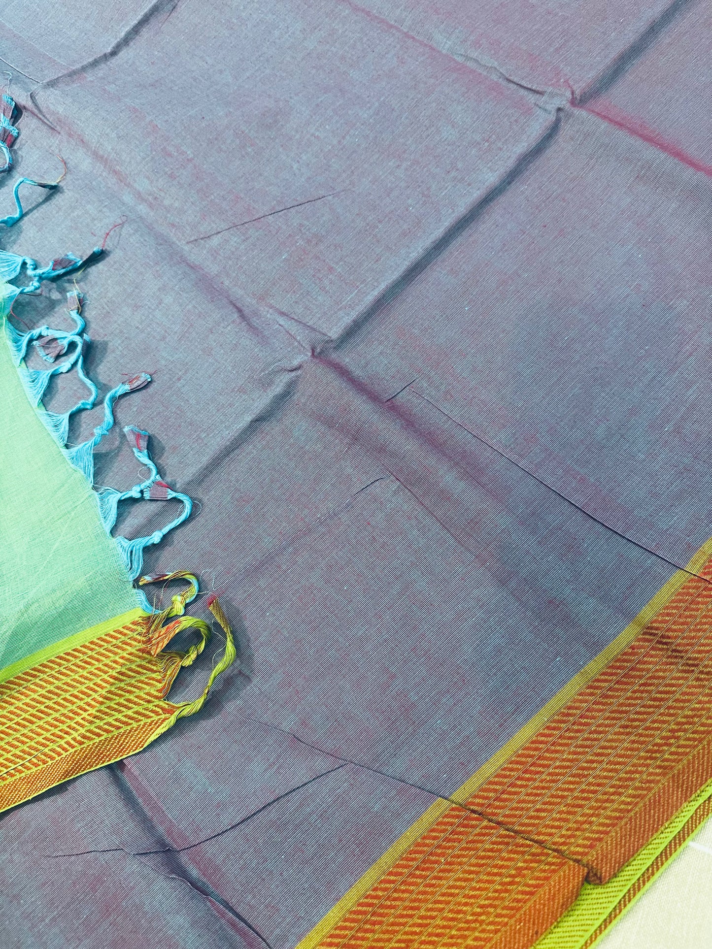 Ocean Green Pure Mangalagiri Organic Cotton Saree