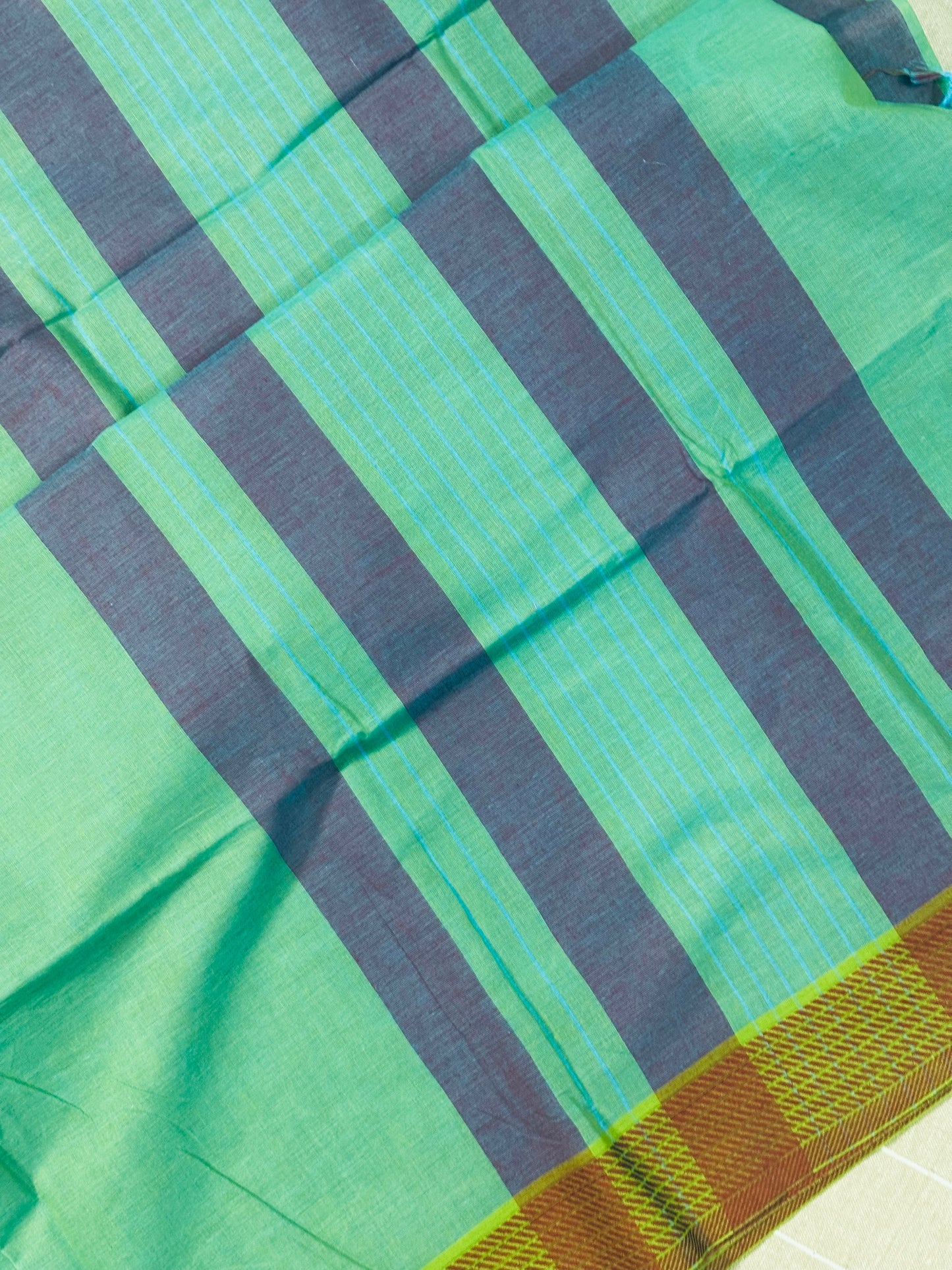 Ocean Green Pure Mangalagiri Organic Cotton Saree