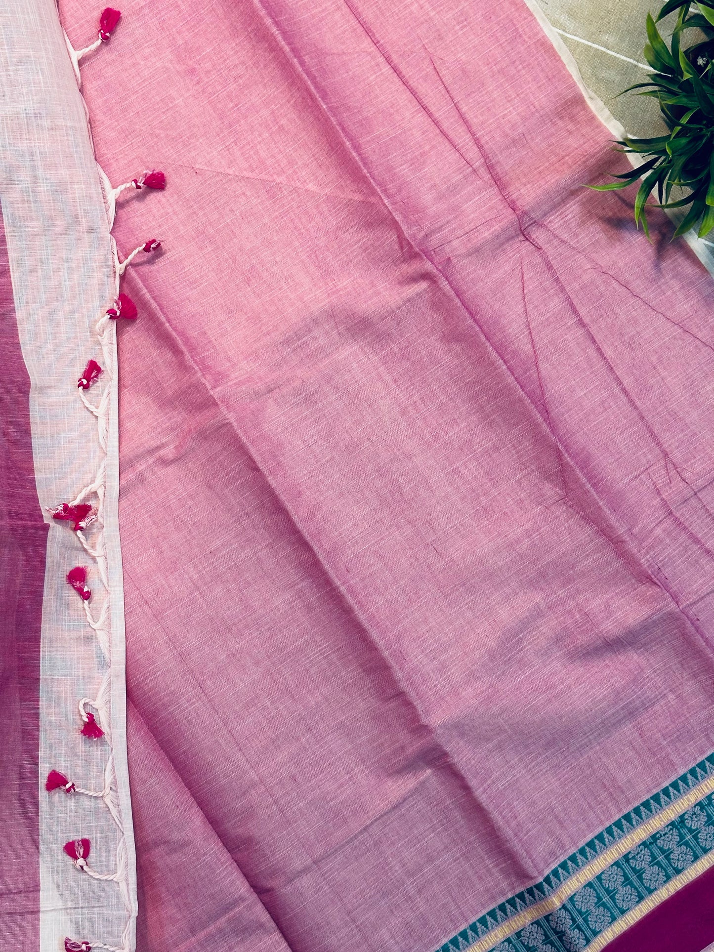 Pastel Pink Pure Mangalagiri Organic Cotton Saree