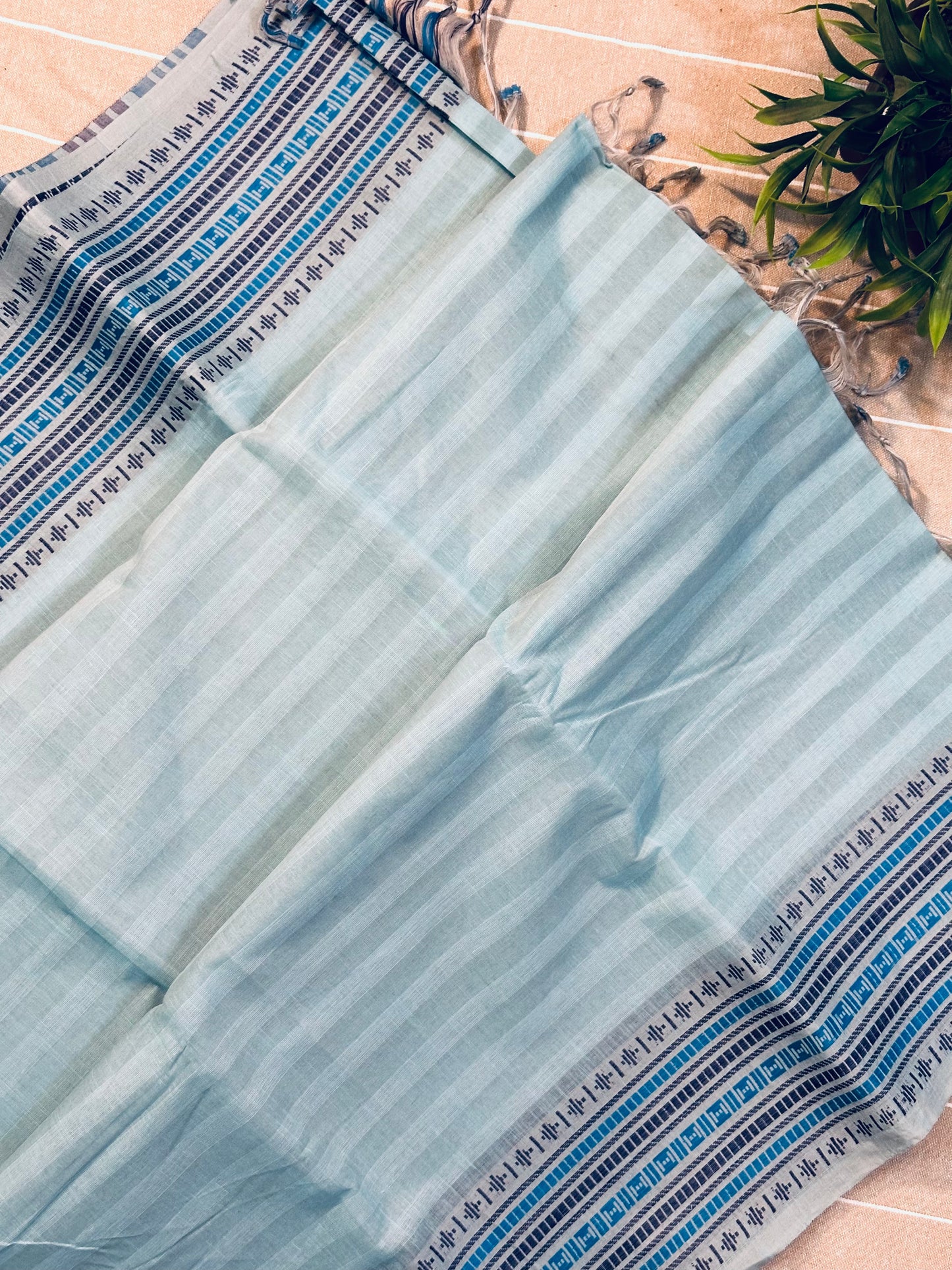 Pastel Blue Pure Mangalagiri Organic Cotton Saree