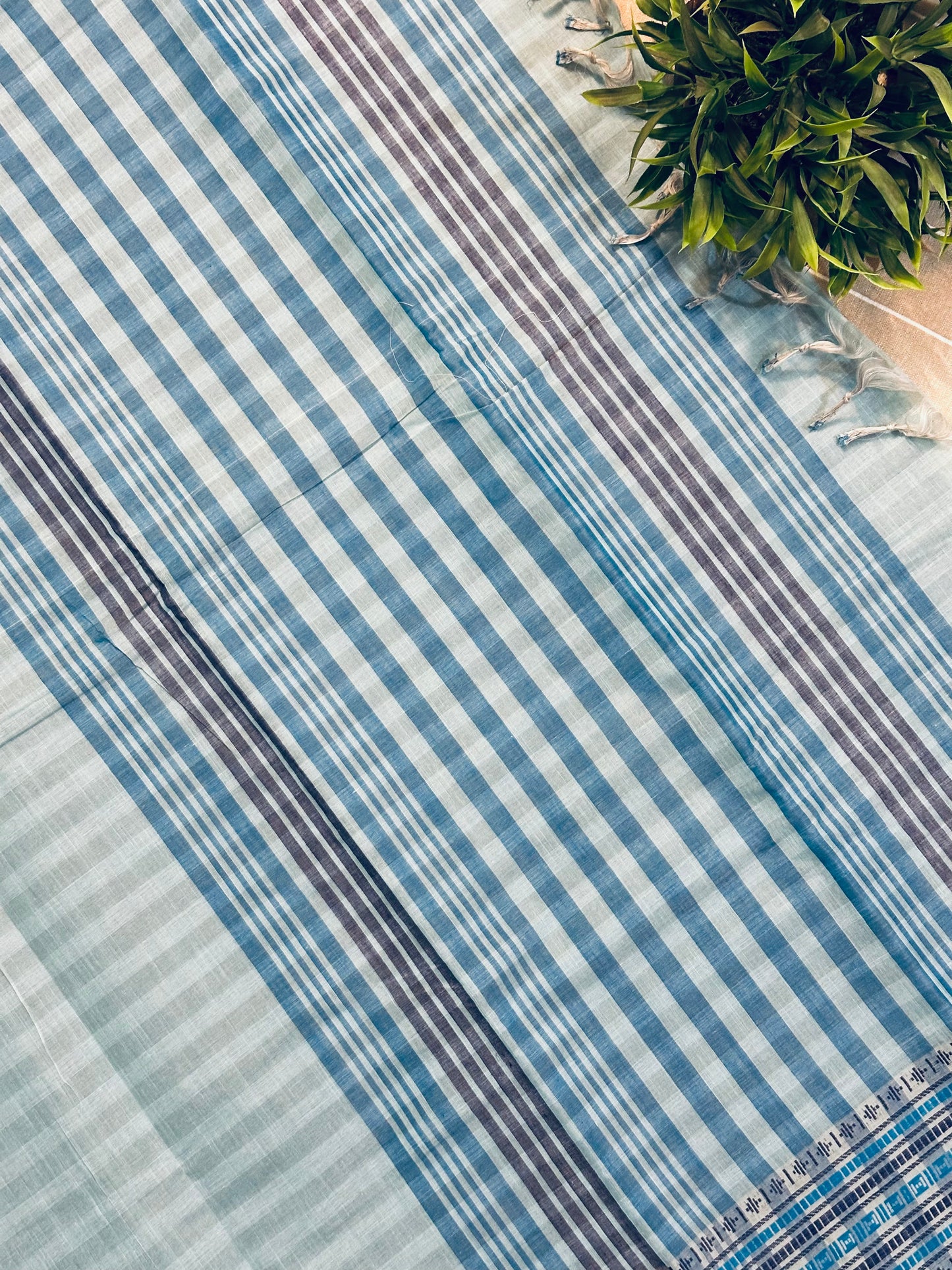 Pastel Blue Pure Mangalagiri Organic Cotton Saree