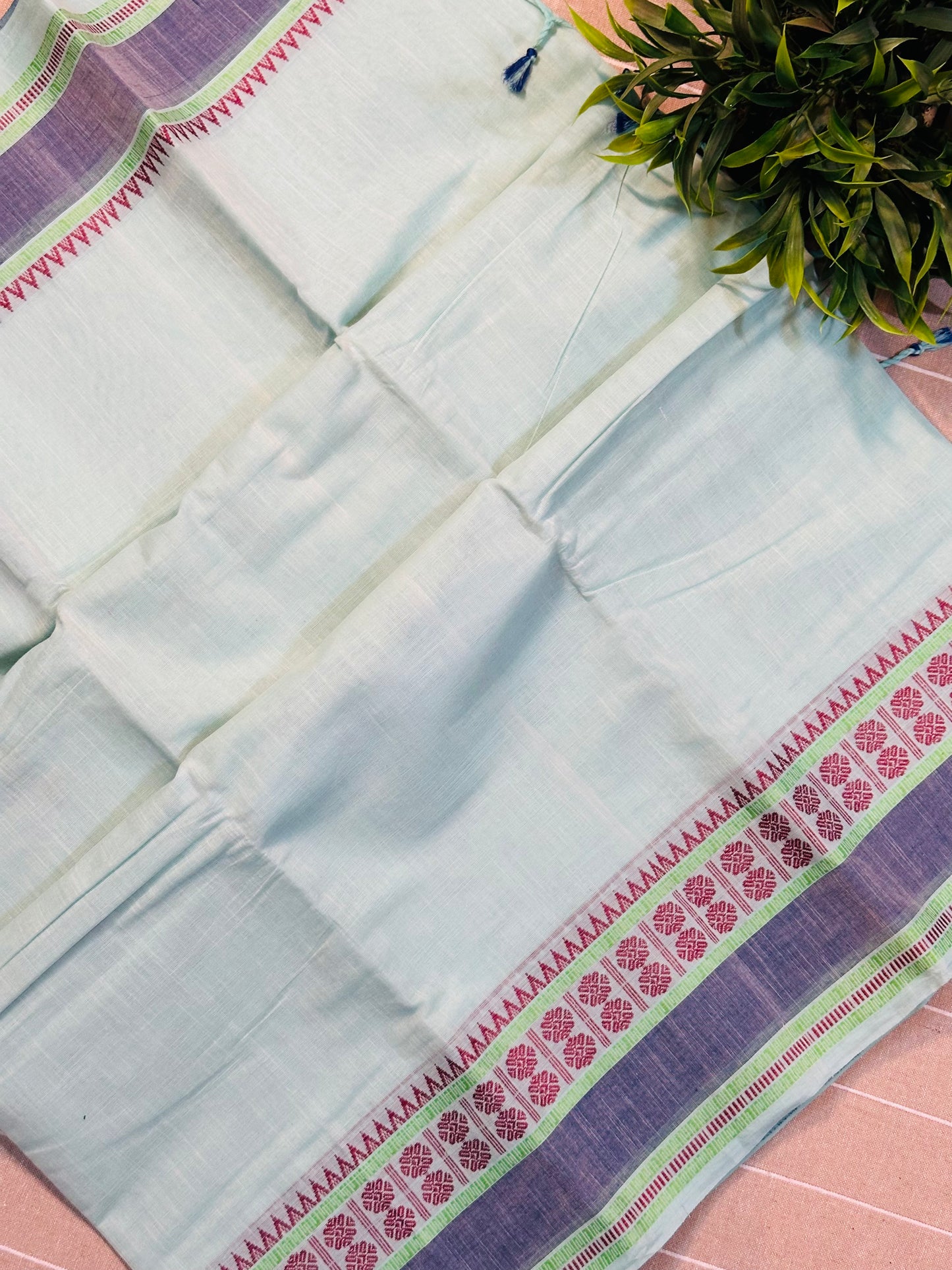 Light Blue Pure Mangalagiri Organic Cotton Saree