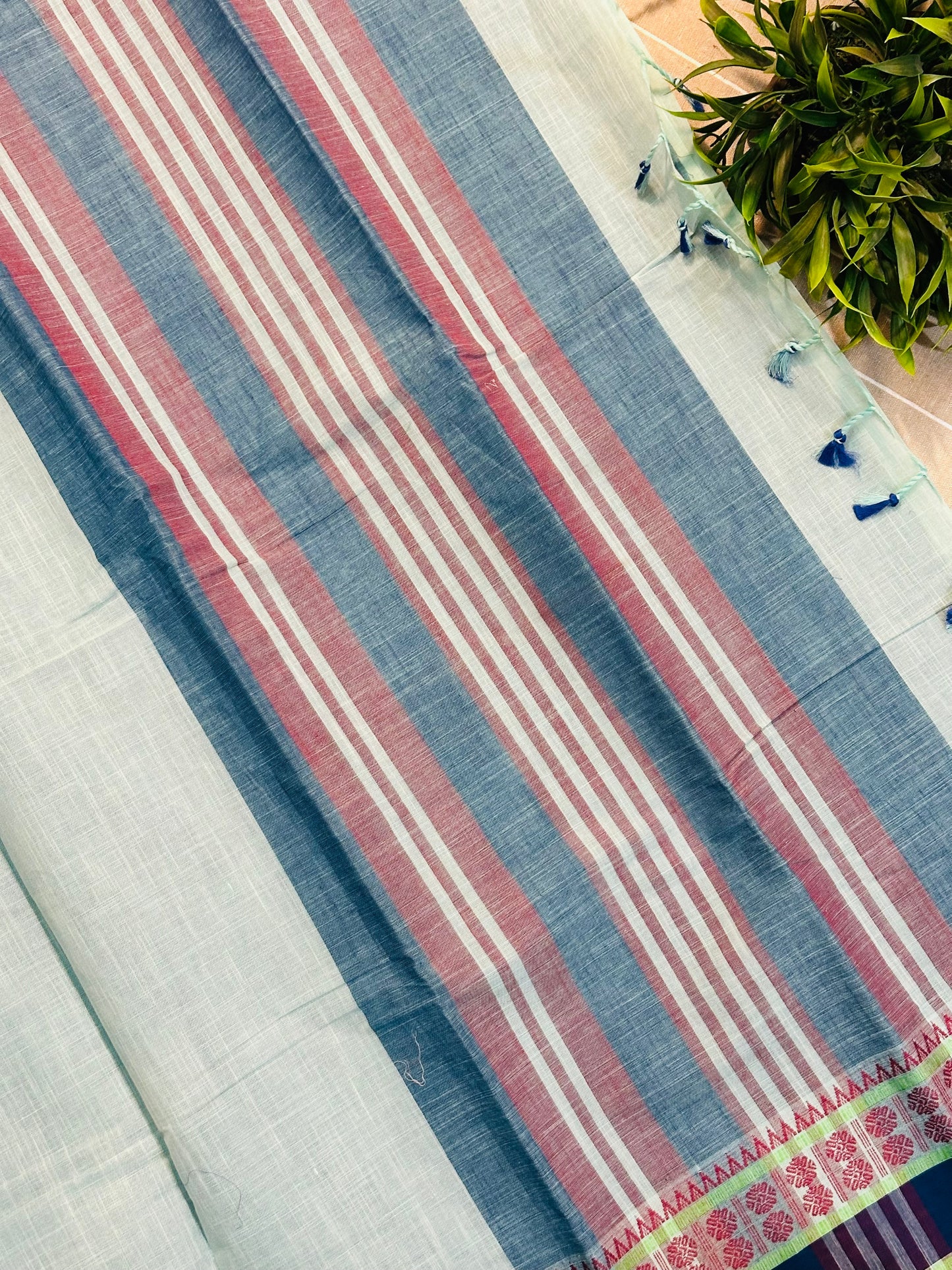 Light Blue Pure Mangalagiri Organic Cotton Saree