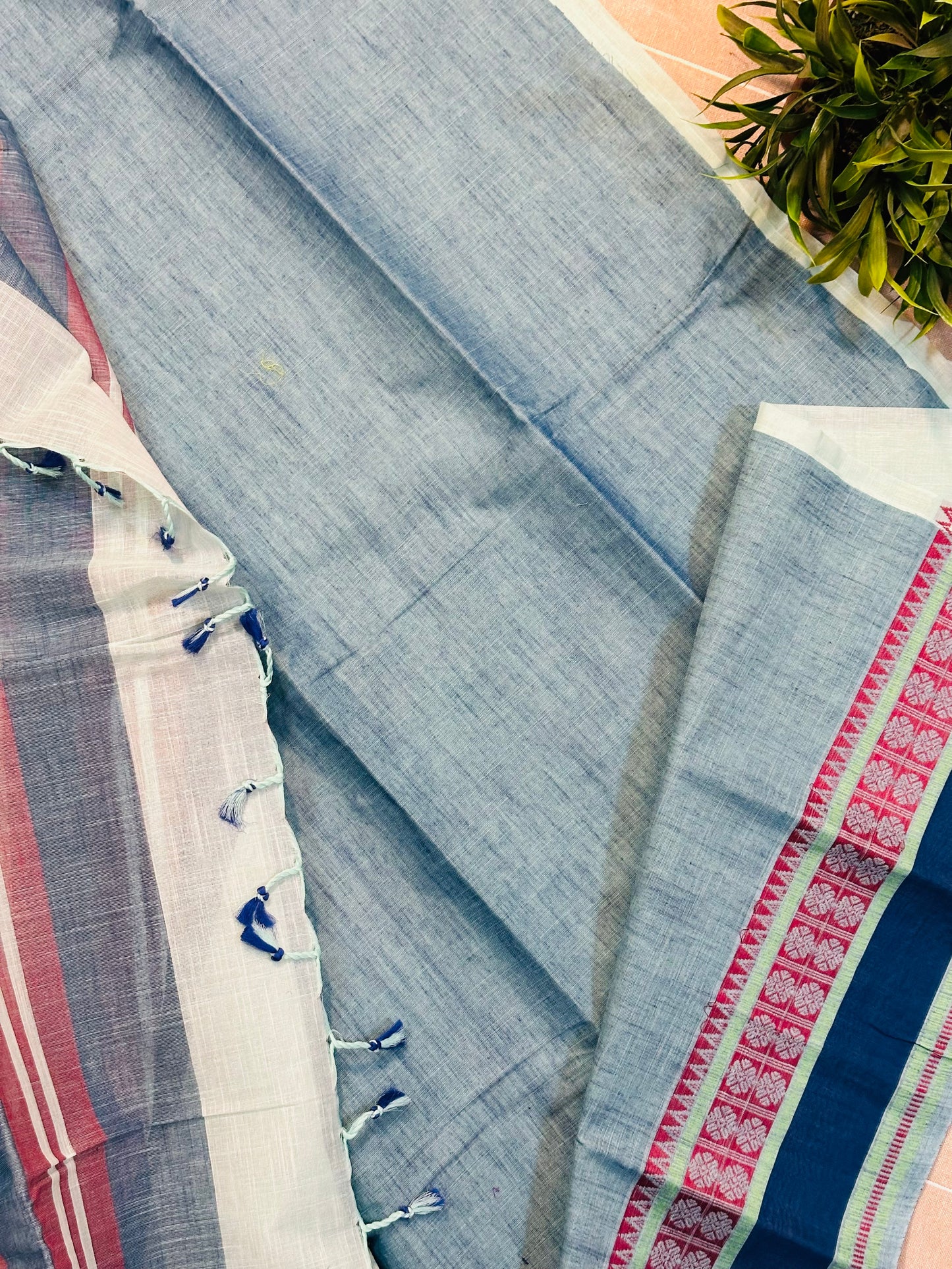 Light Blue Pure Mangalagiri Organic Cotton Saree