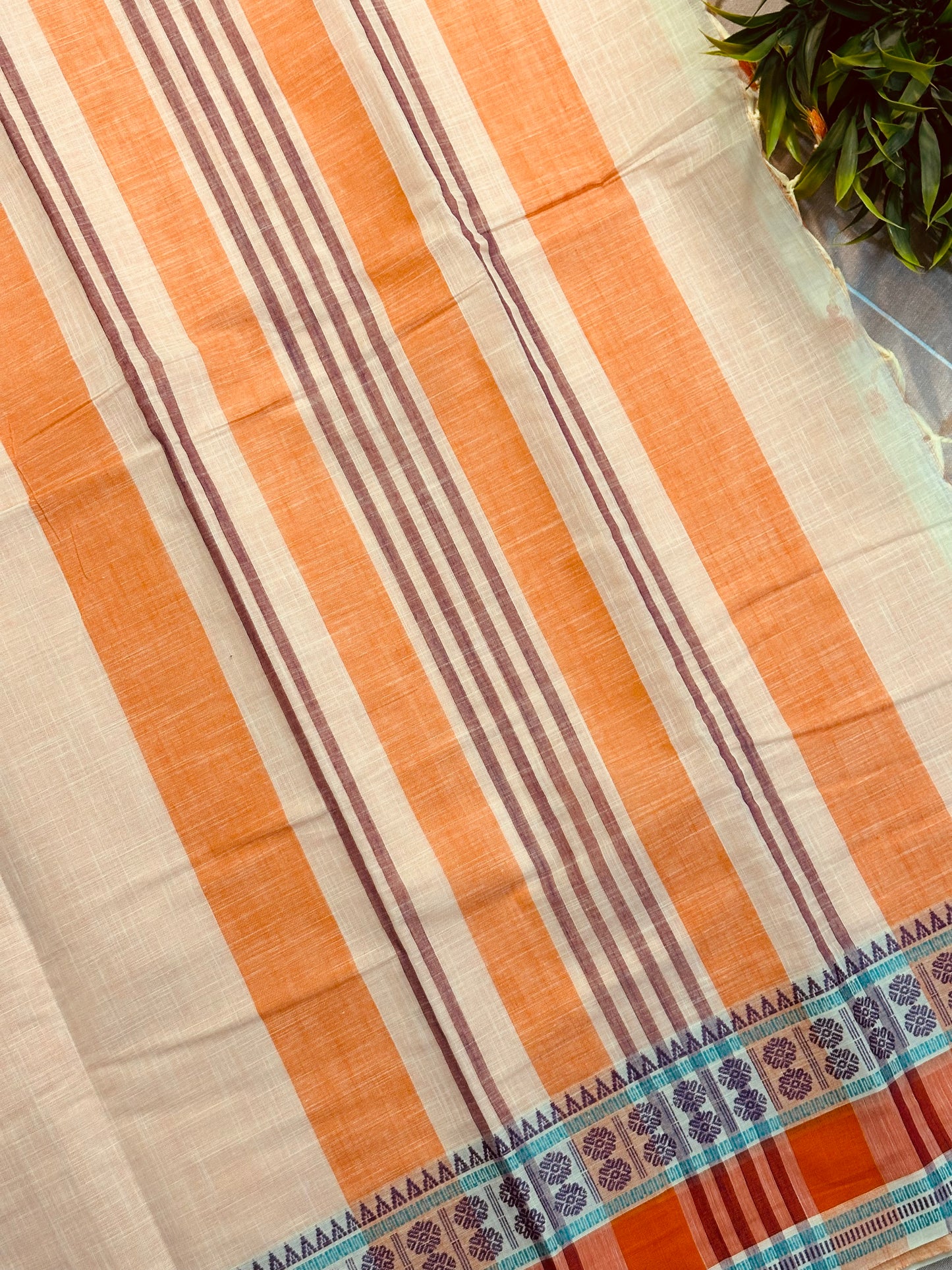 Cream Pure Mangalagiri Organic Cotton Saree