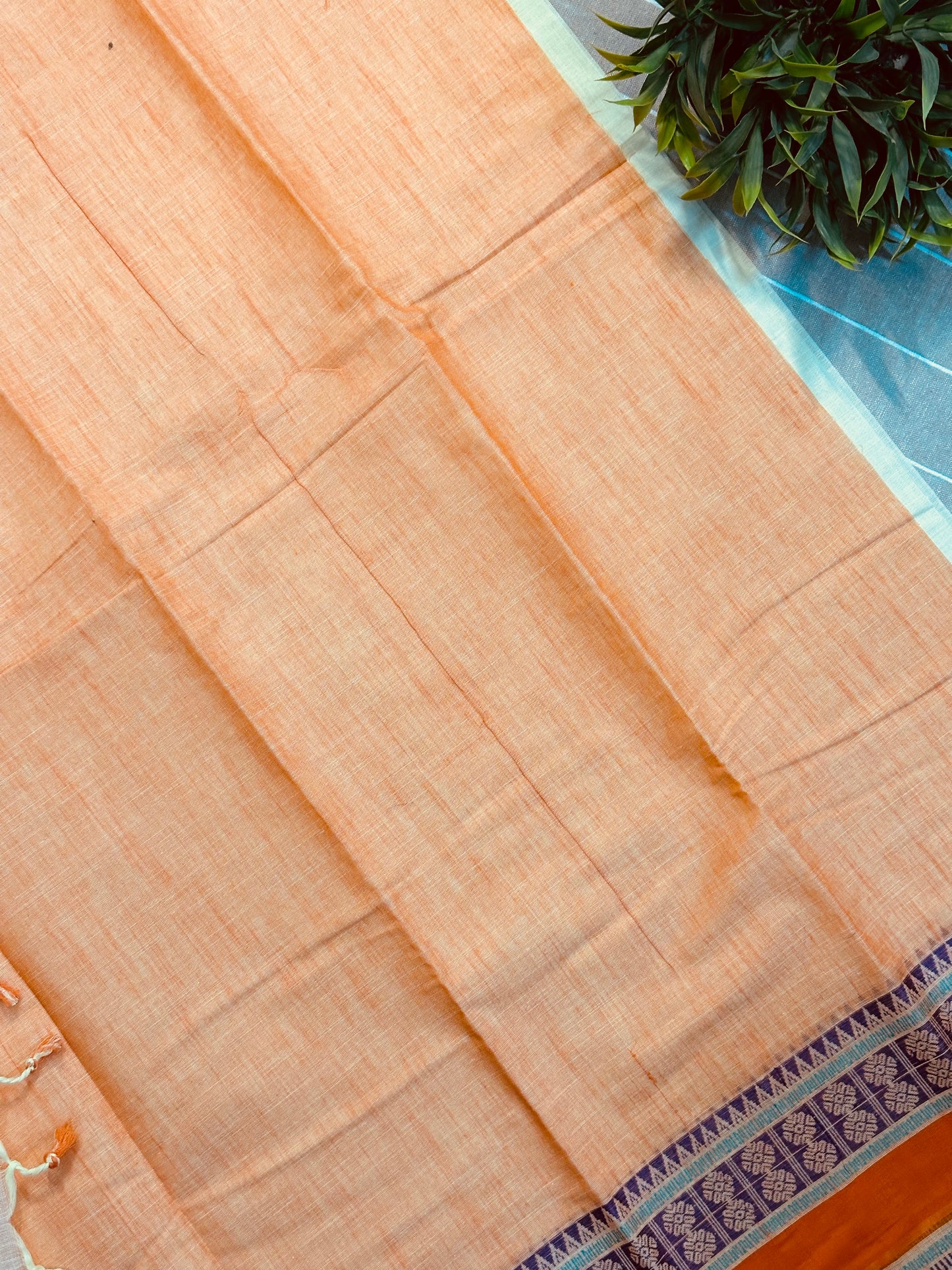 Cream Pure Mangalagiri Organic Cotton Saree