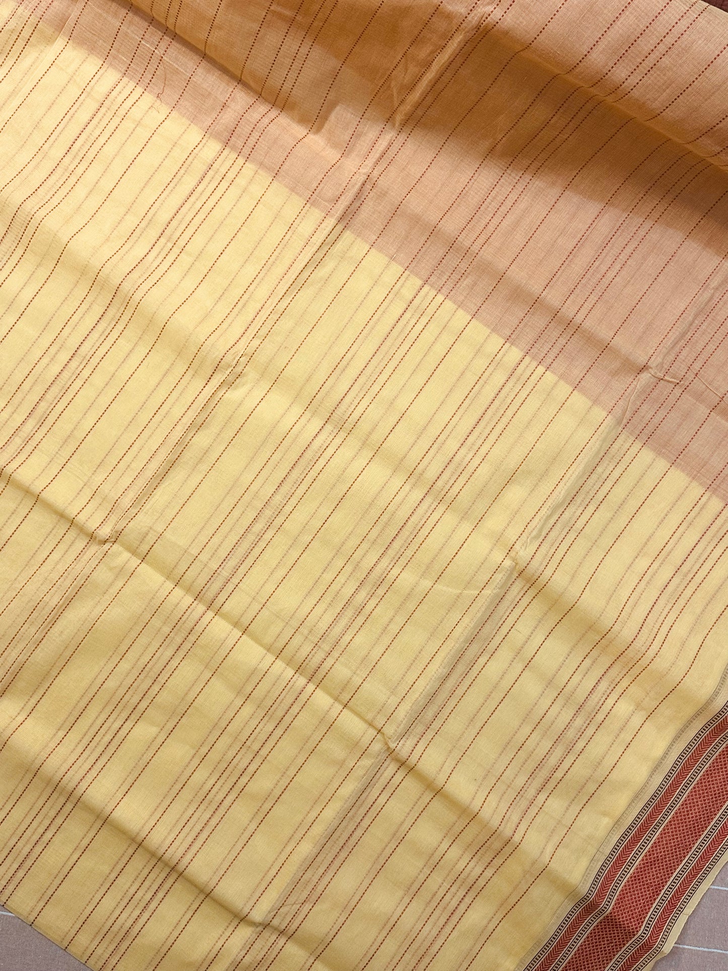 Light Yellow Pure Mangalagiri Organic Cotton Saree