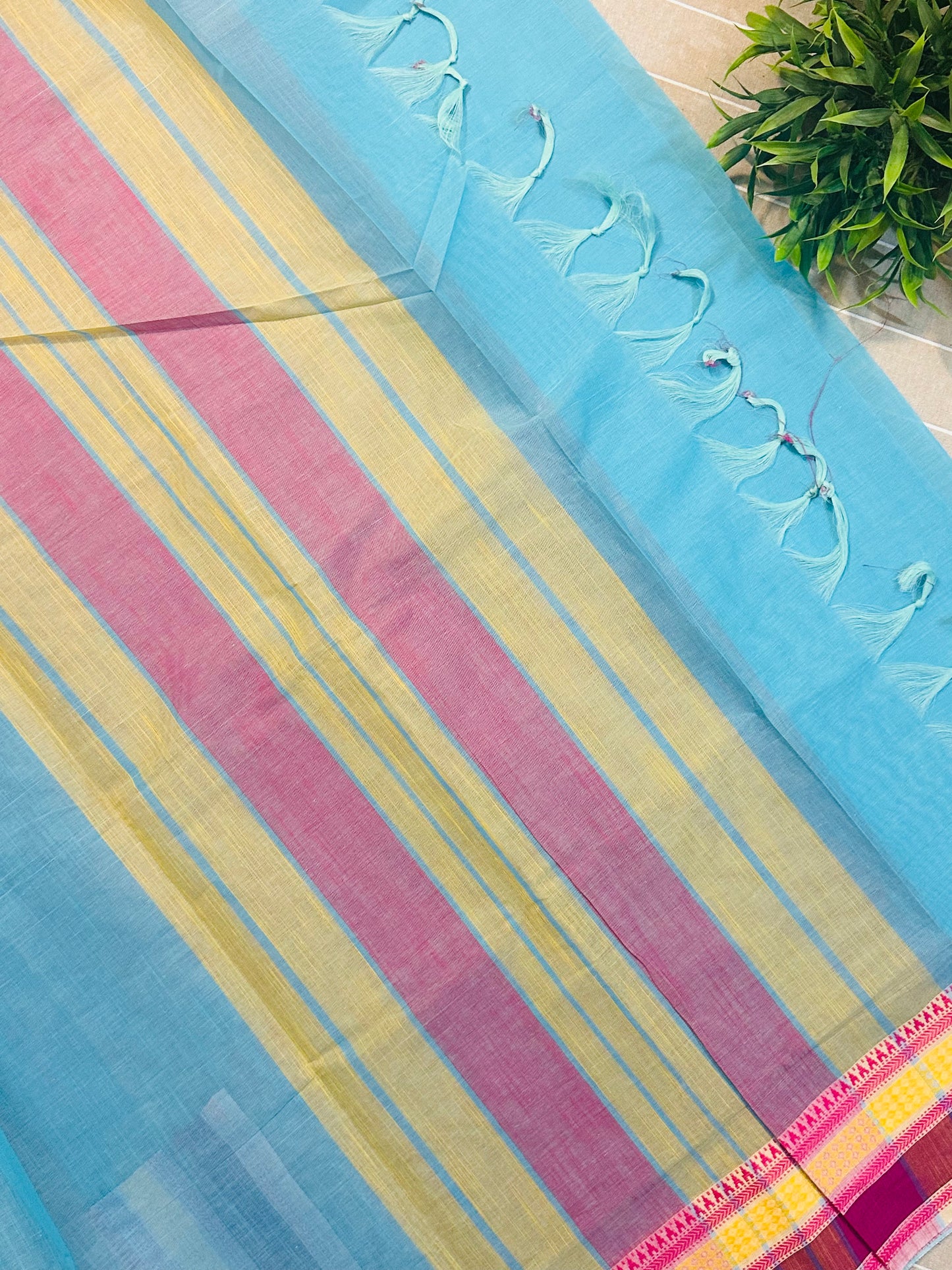 Blue Pure Mangalagiri Organic Cotton Saree