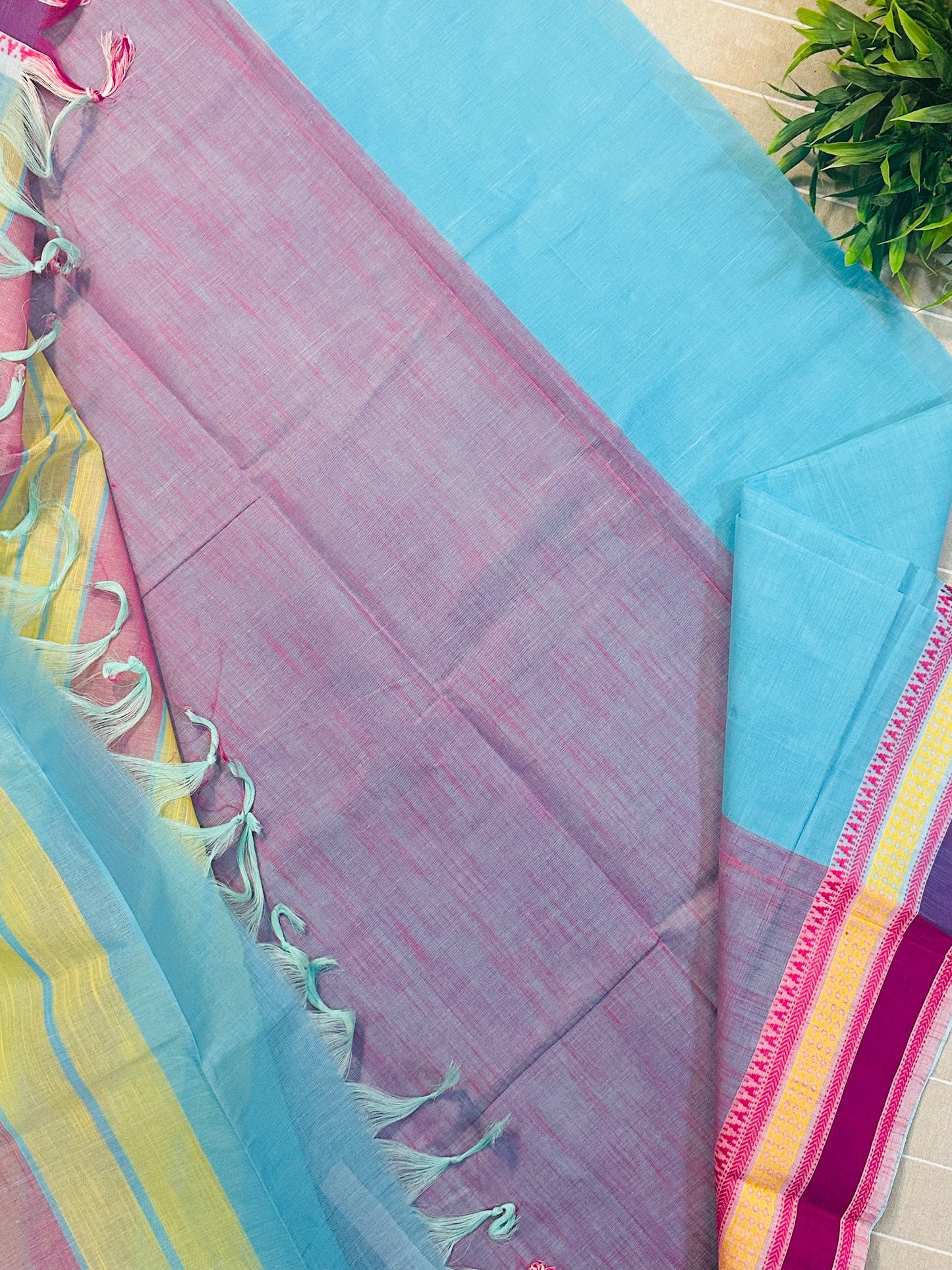 Blue Pure Mangalagiri Organic Cotton Saree