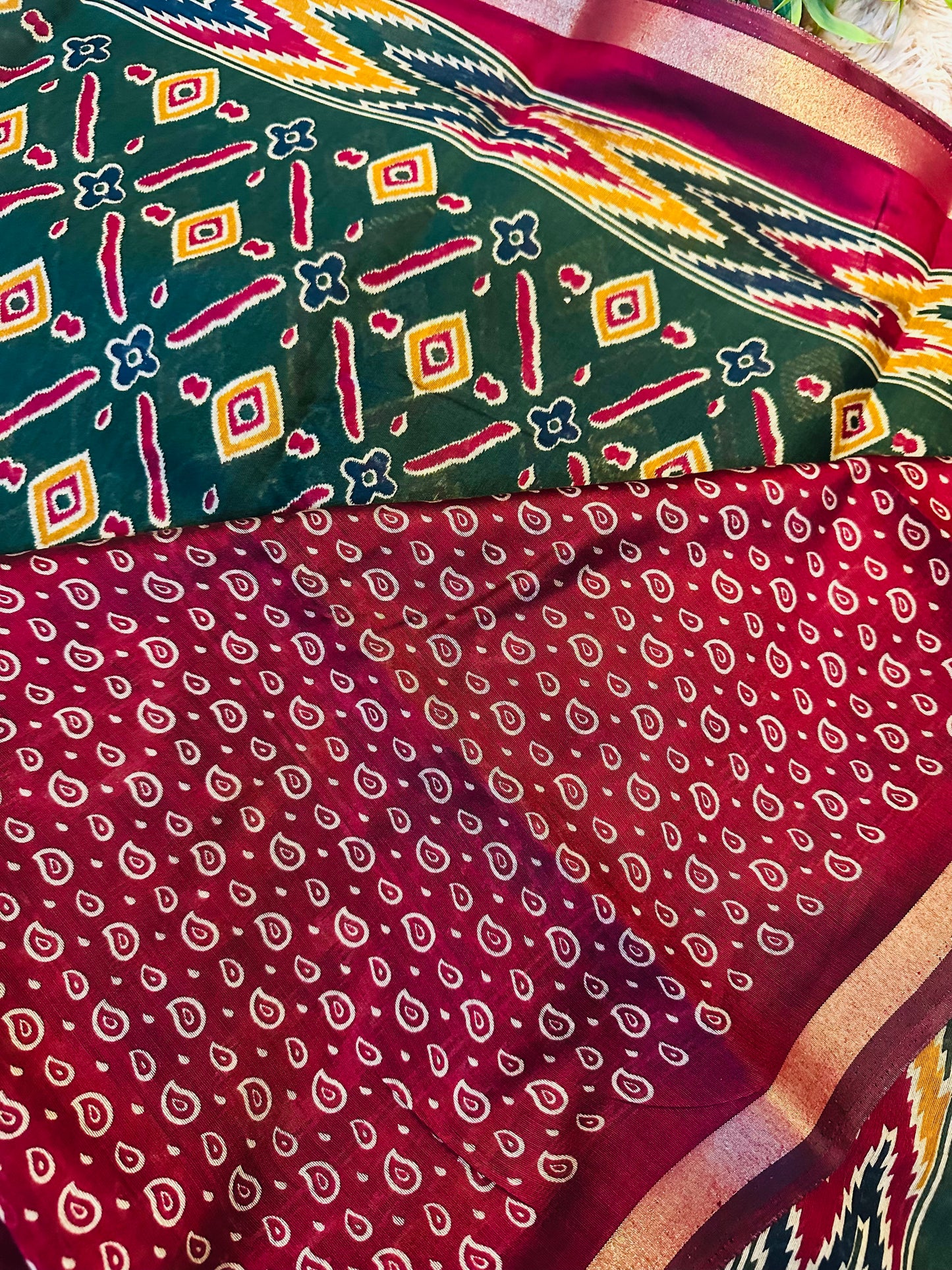 Dark Green Maheshwari Cotton Saree