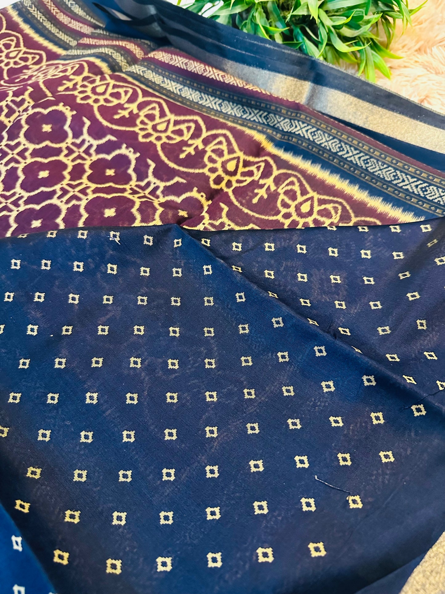 Wine Maheshwari Cotton Saree