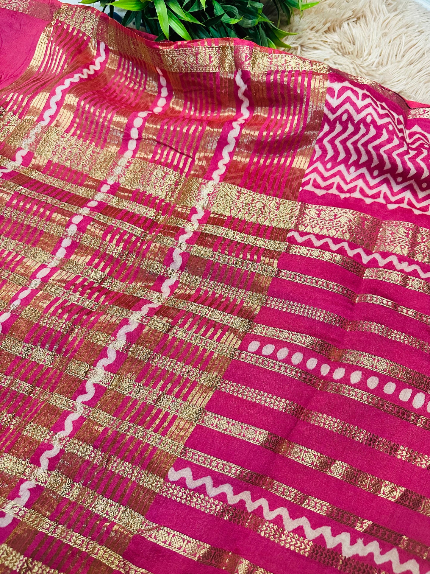 Dark Pink Pure Mul Cotton Saree