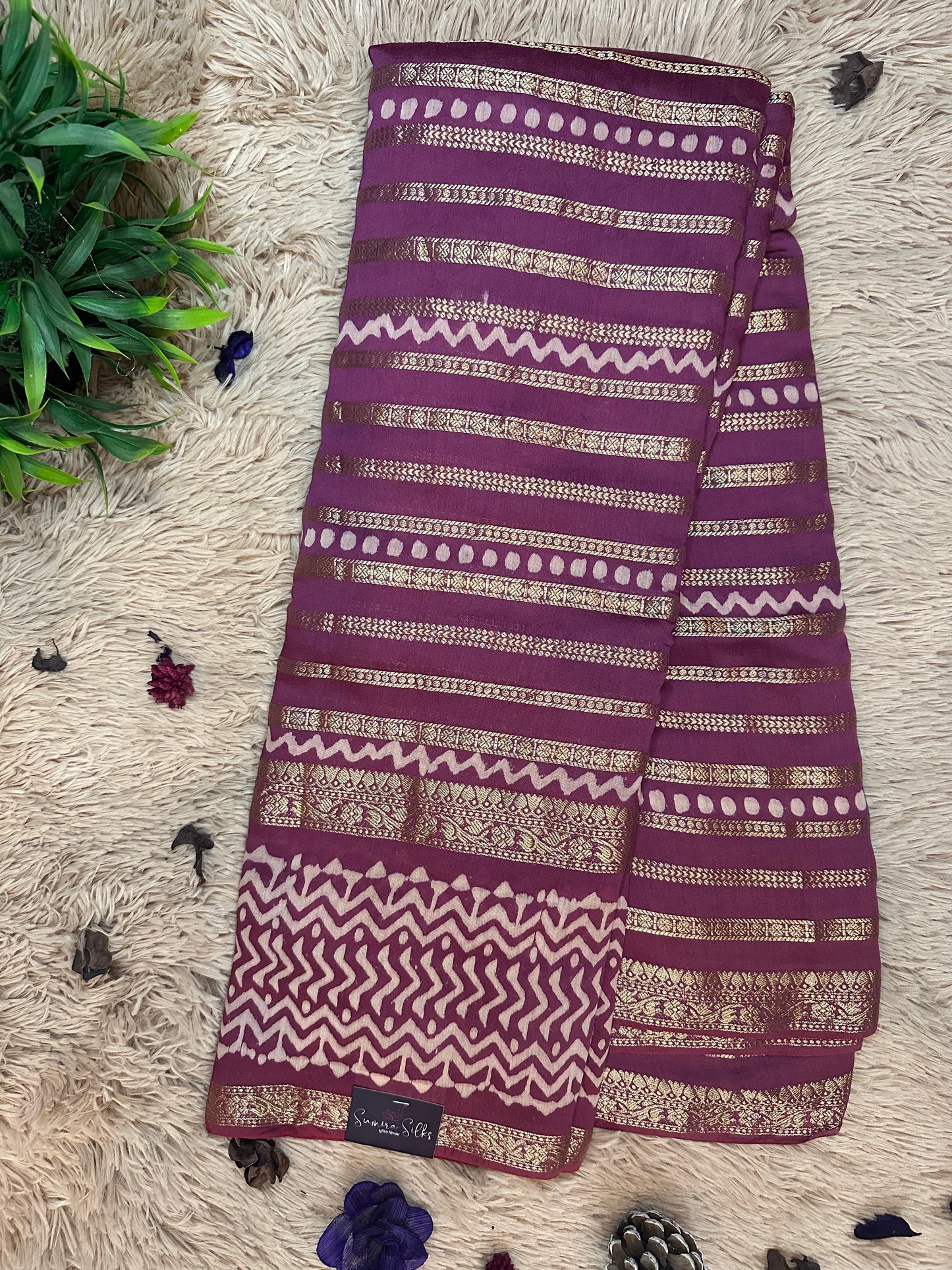 Mauve Pure Mul Cotton Saree