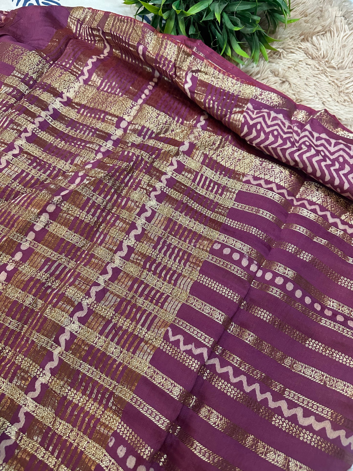 Mauve Pure Mul Cotton Saree
