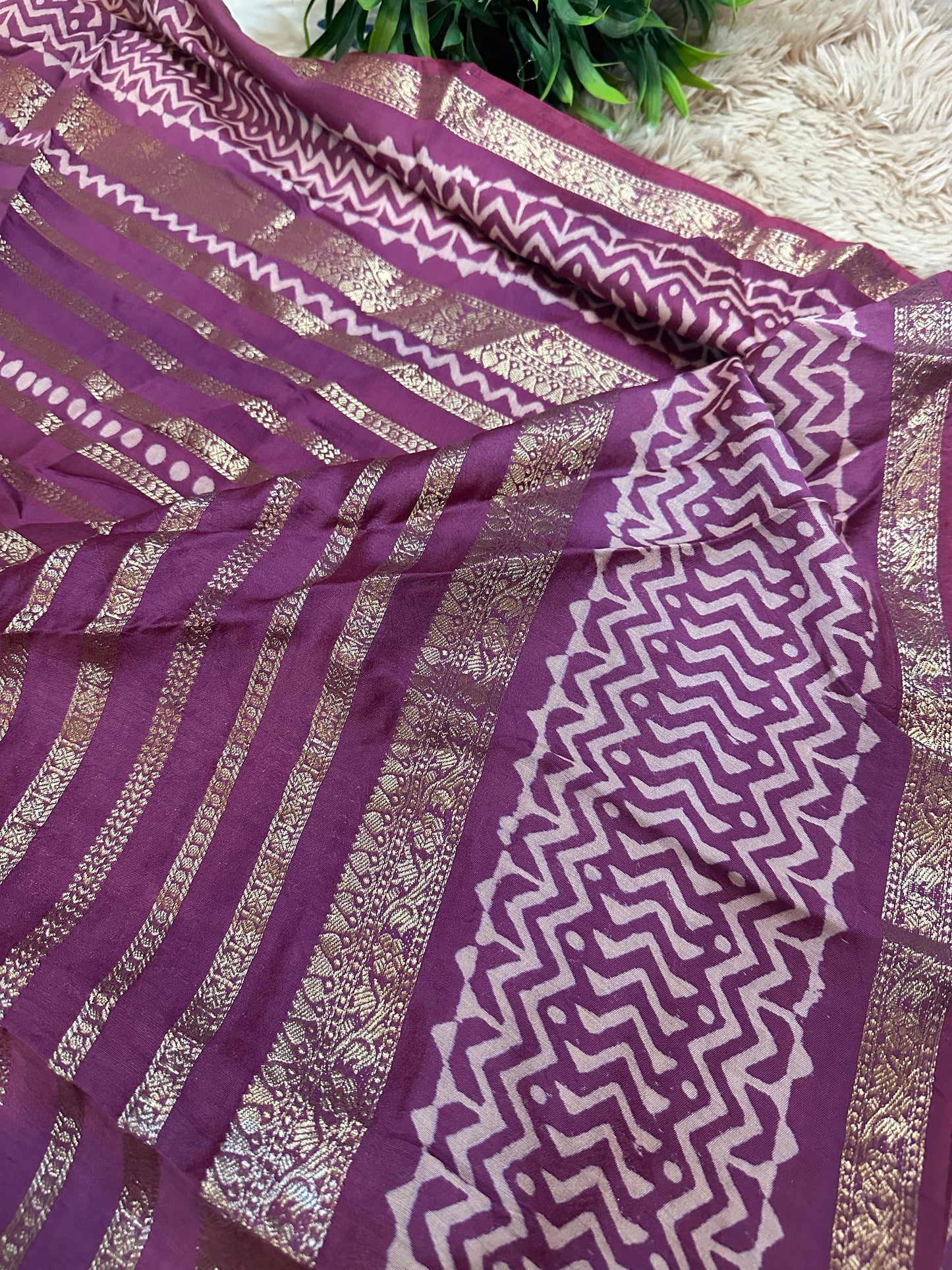 Mauve Pure Mul Cotton Saree