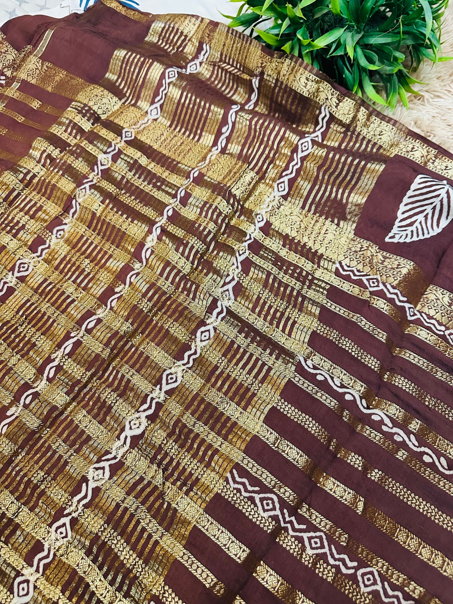 Chocolate Brown Pure Mul Cotton Saree