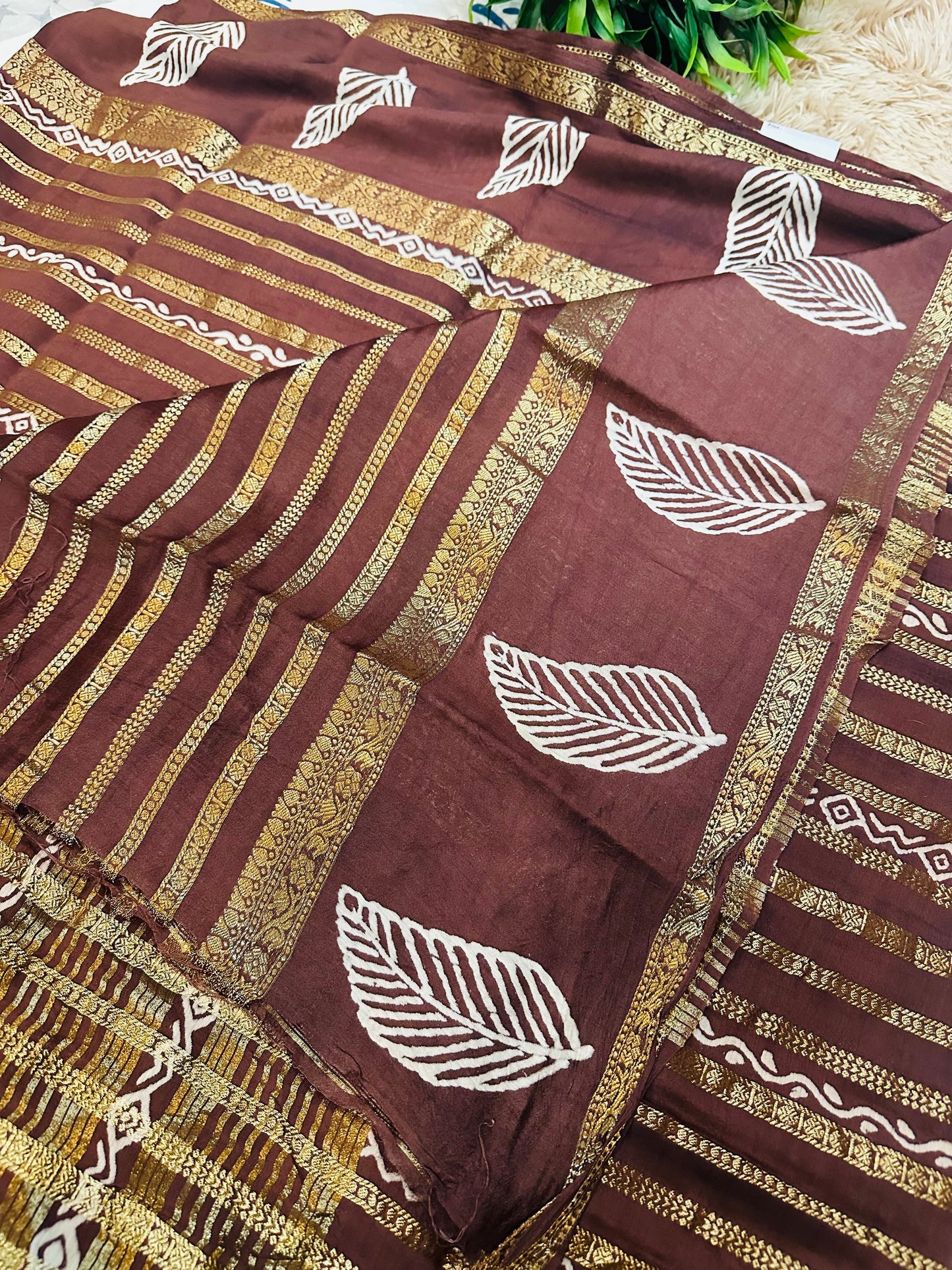Chocolate Brown Pure Mul Cotton Saree