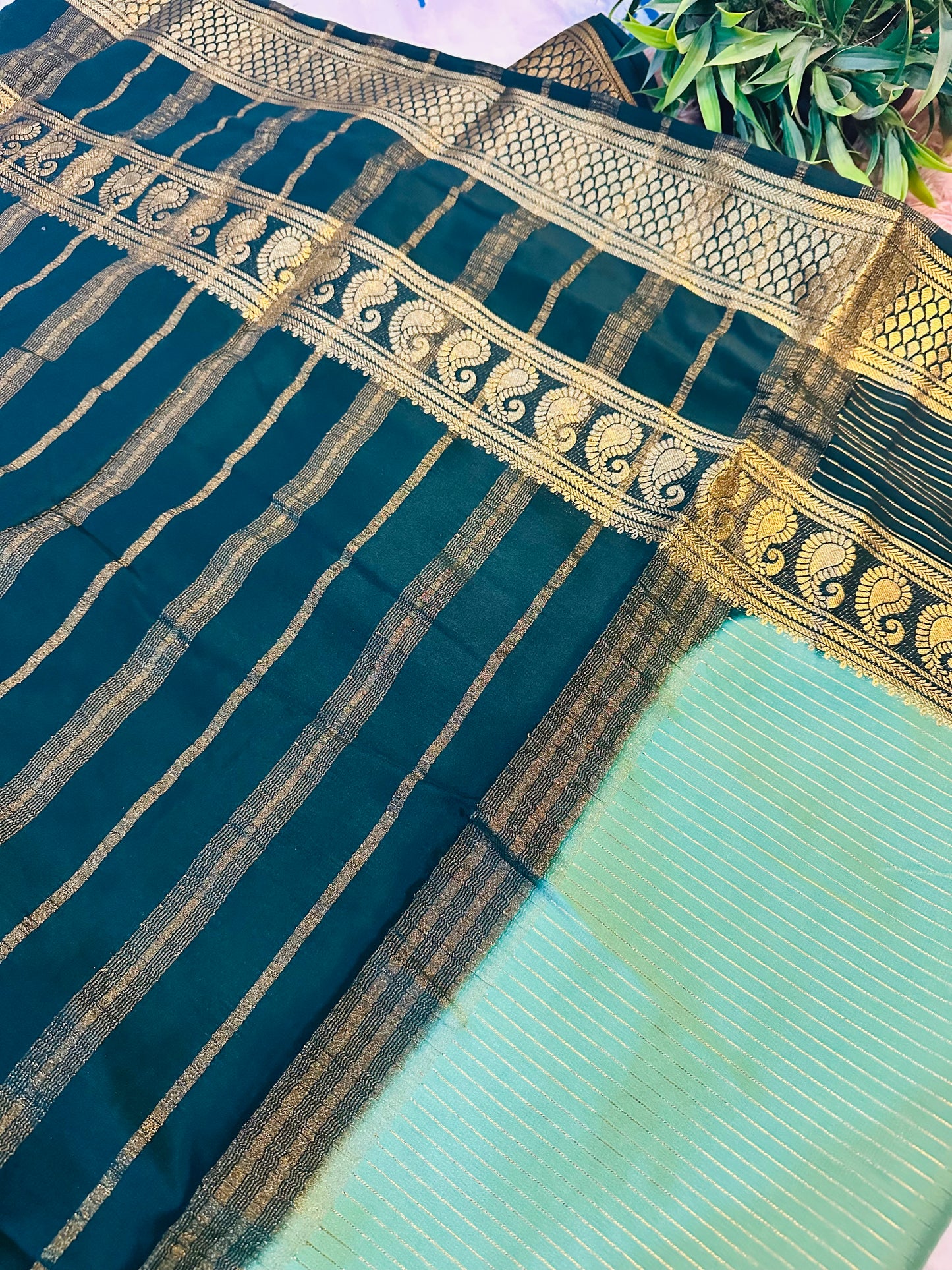 Pista Green Premium KSIC Mysore Crepe Silk Saree